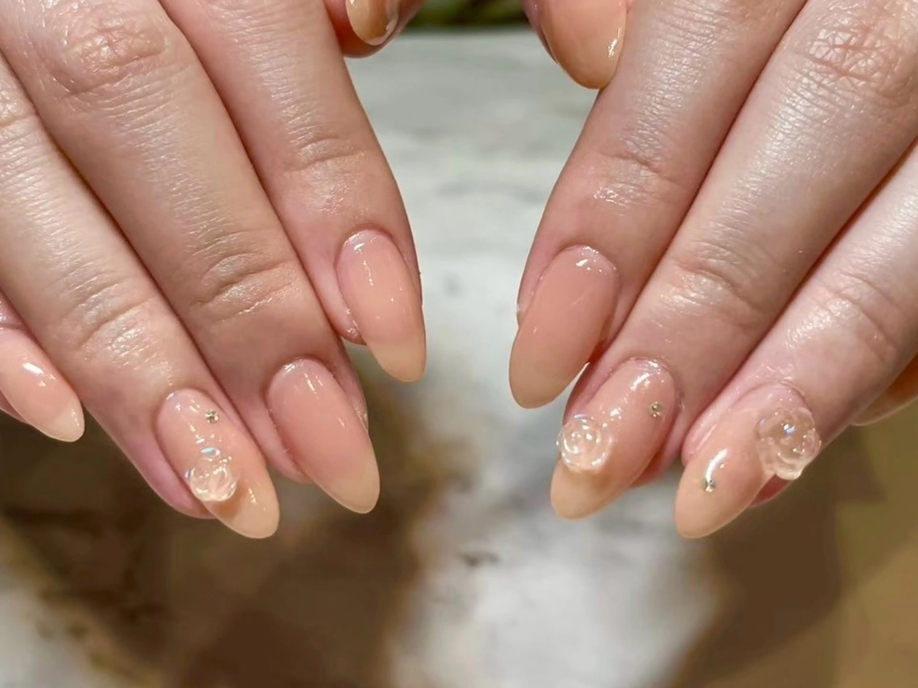 ネイル クリアネイル ピンク Ayano ♡のネイルデザイン