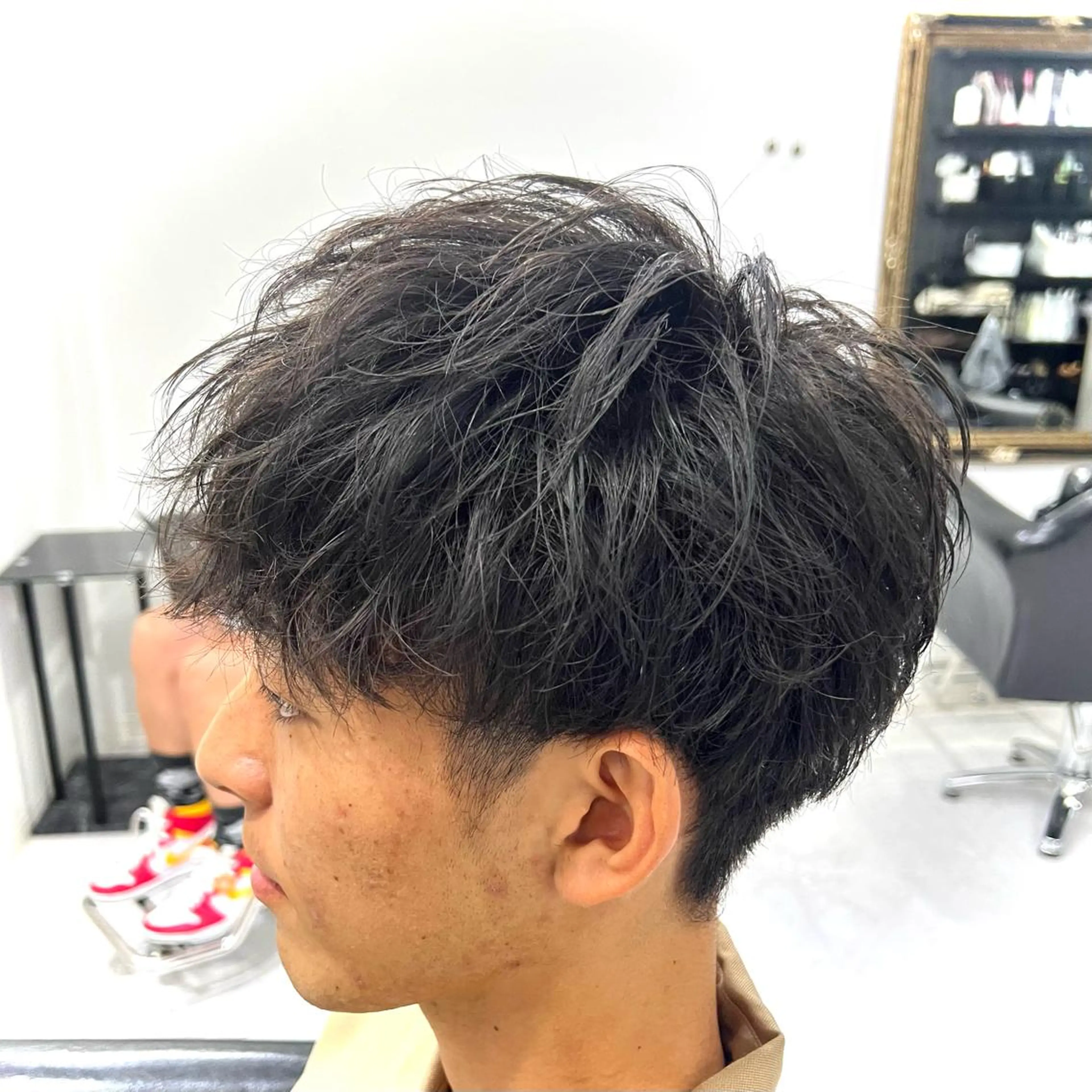 パーマ ヘアアレンジ メンズ マッシュ 飛田 楓信のヘアスタイル