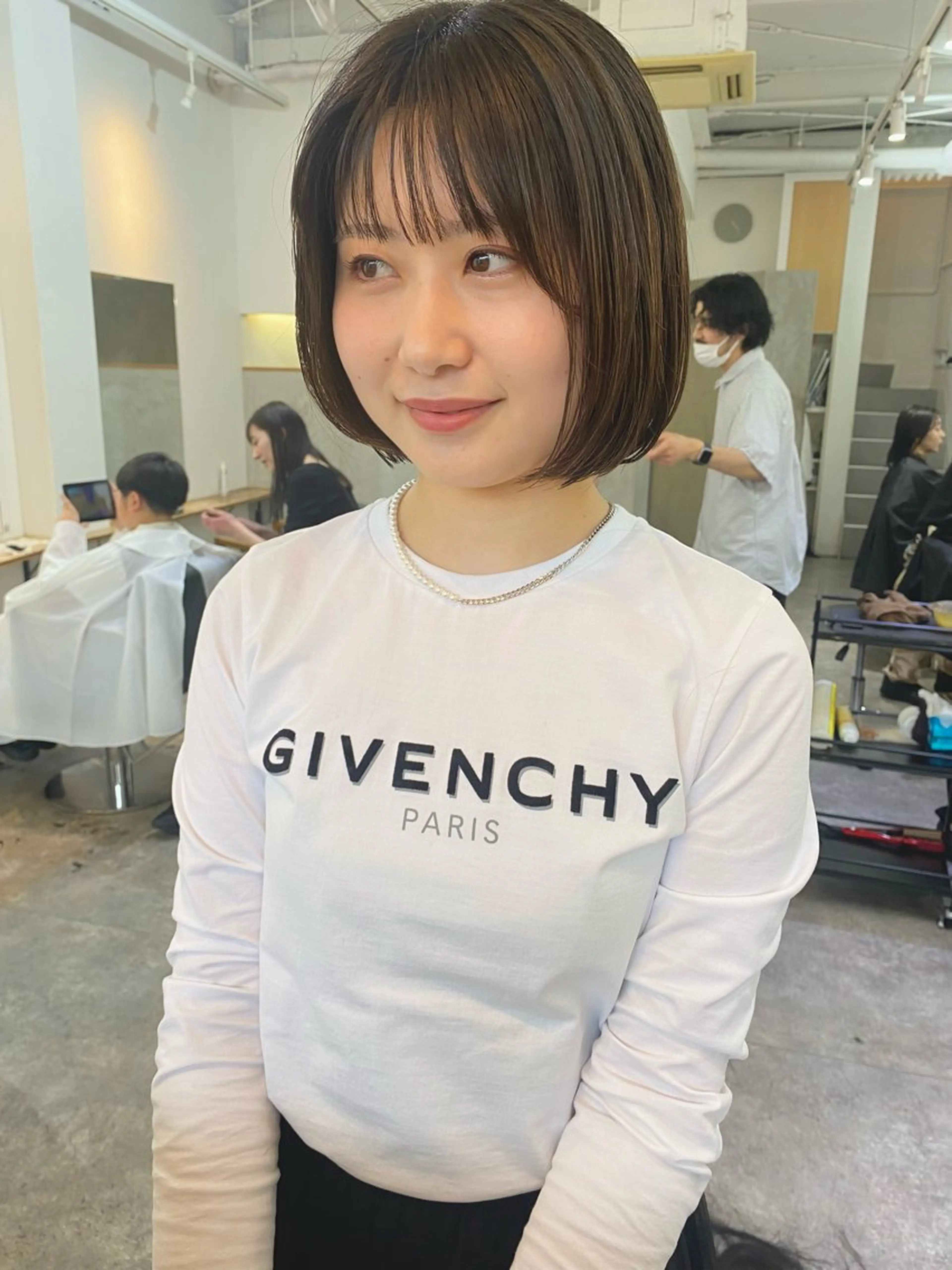 ショート カラー ボブ 韓国風ヘア カット ヘアカラー トリートメント 森貴裕/ベージュ/ パーマ/オリーブのヘアスタイル