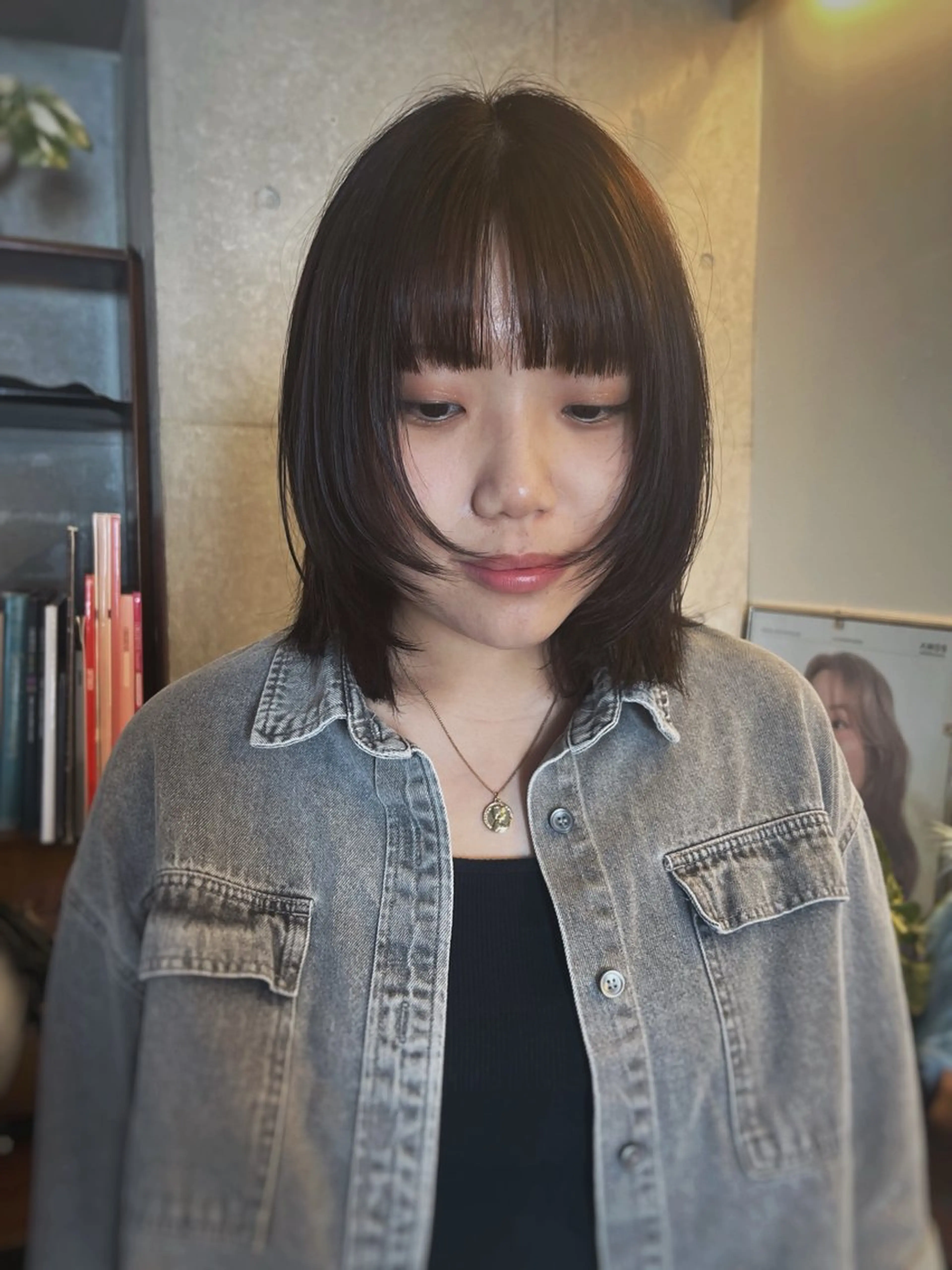 ミディアム ボブレイヤー ボブ 顔まわりレイヤー ハイレイヤー 韓国風ヘア レイヤーカット/ウル フ　chinatsuのヘアスタイル