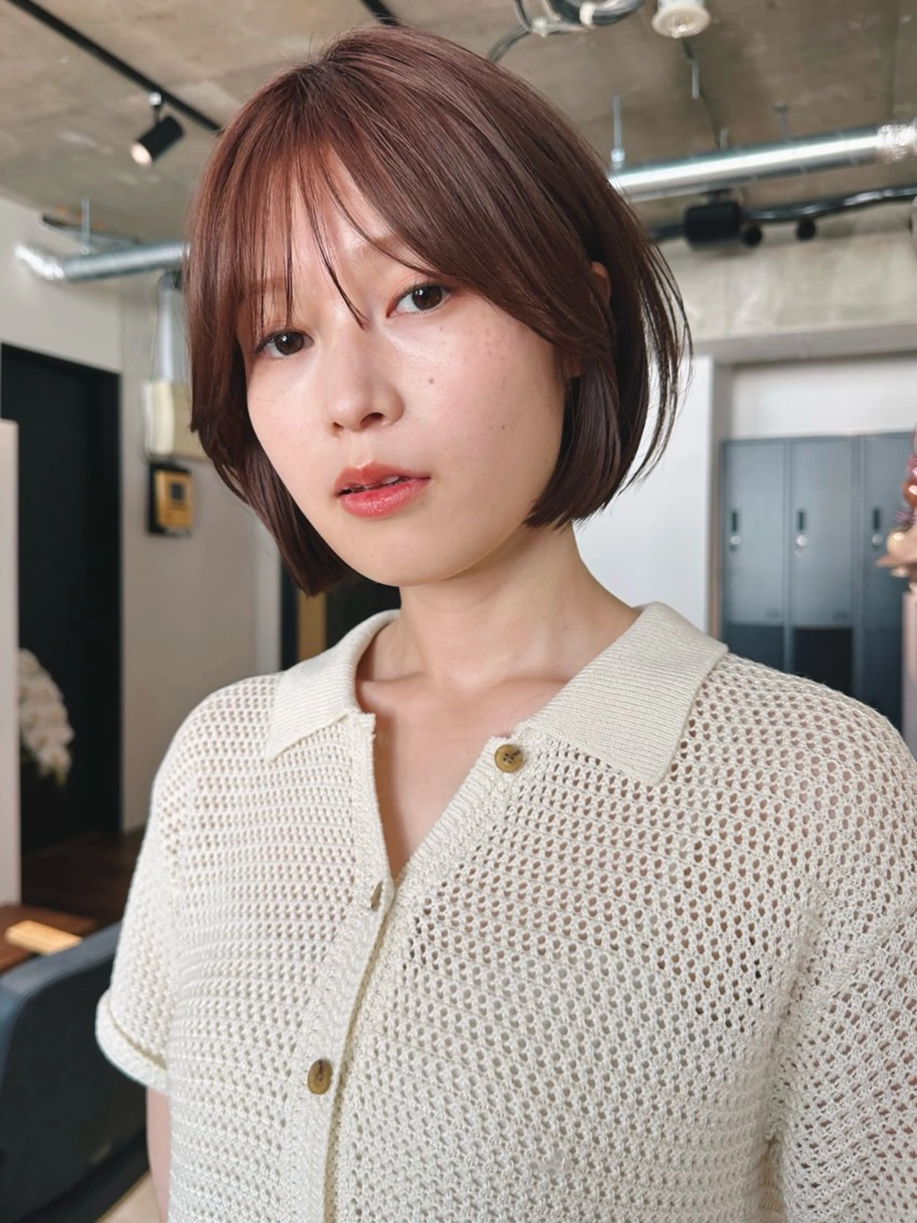 ショート カラー パーマ 🎀小顔×似合わせ× 透明感カラー🎀のヘアスタイル