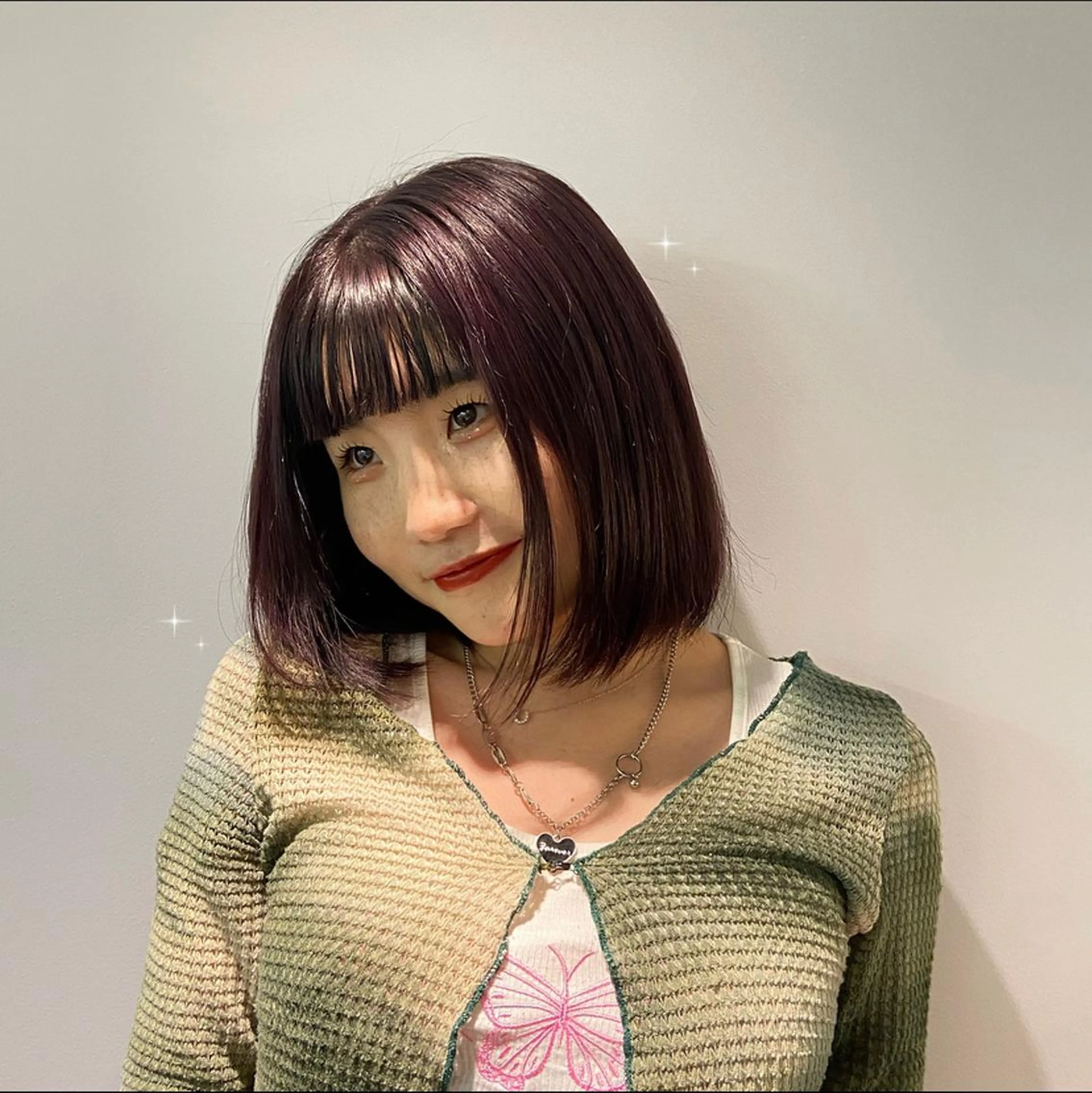 ミディアム YUMA /ボブ/艶カラーのヘアスタイル