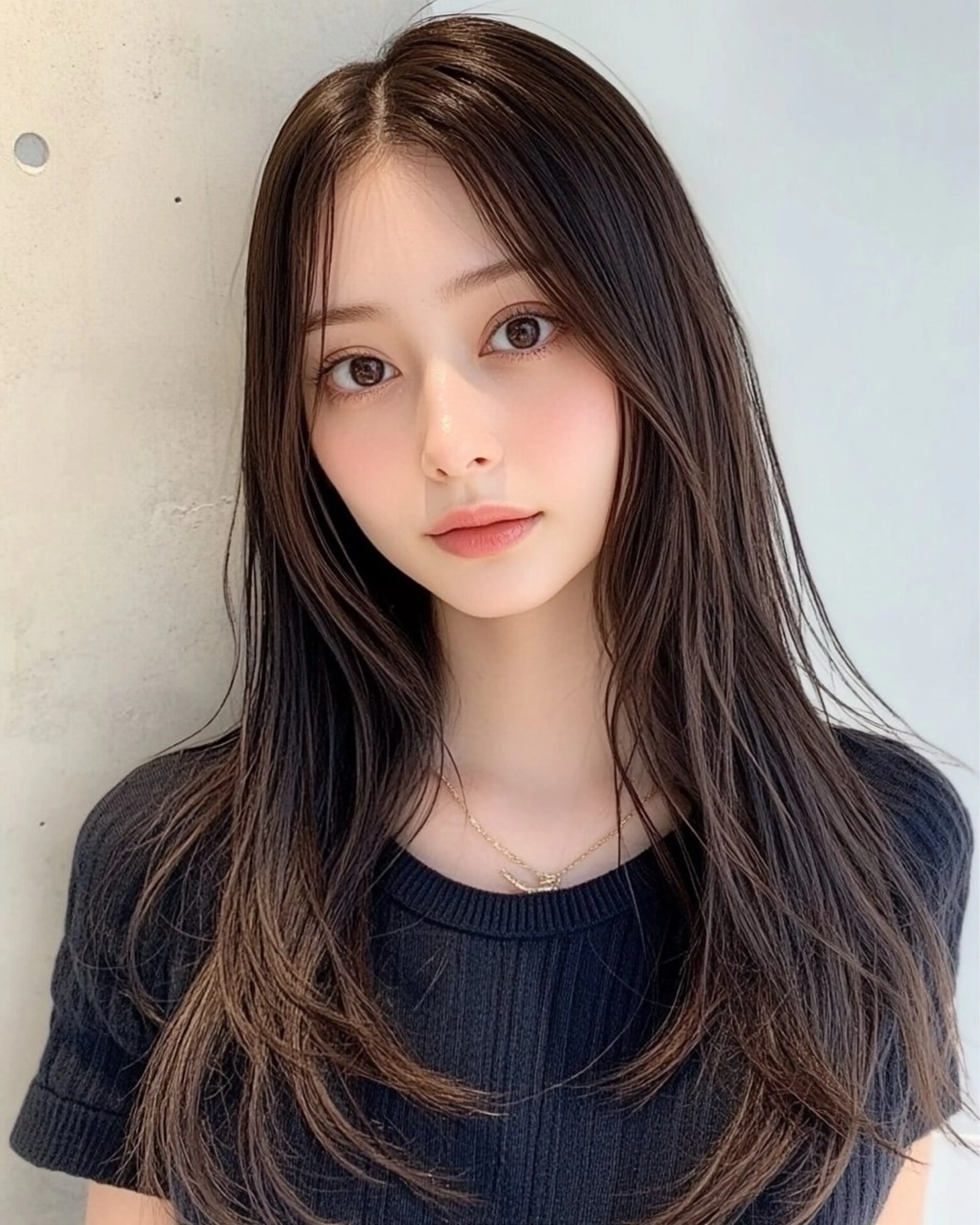 セミロング カラー カット 縮毛矯正 トリートメント レイヤー×顔周 り×髪質改善/MIUのヘアスタイル