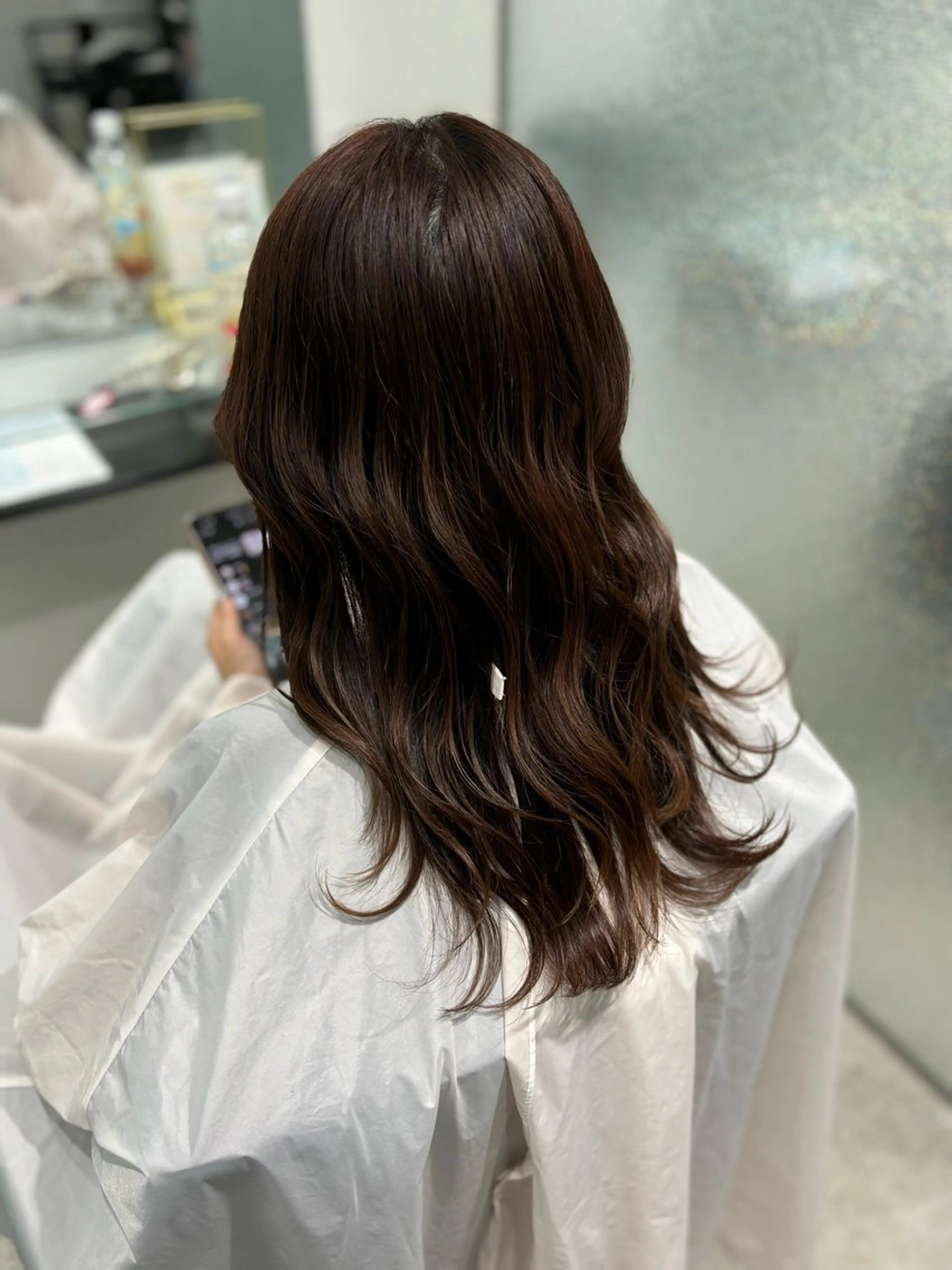 セミロング ヘアアレンジ ヘアセット Yuzu️🫧AO/ 艶カラー/韓国ヘアのヘアスタイル
