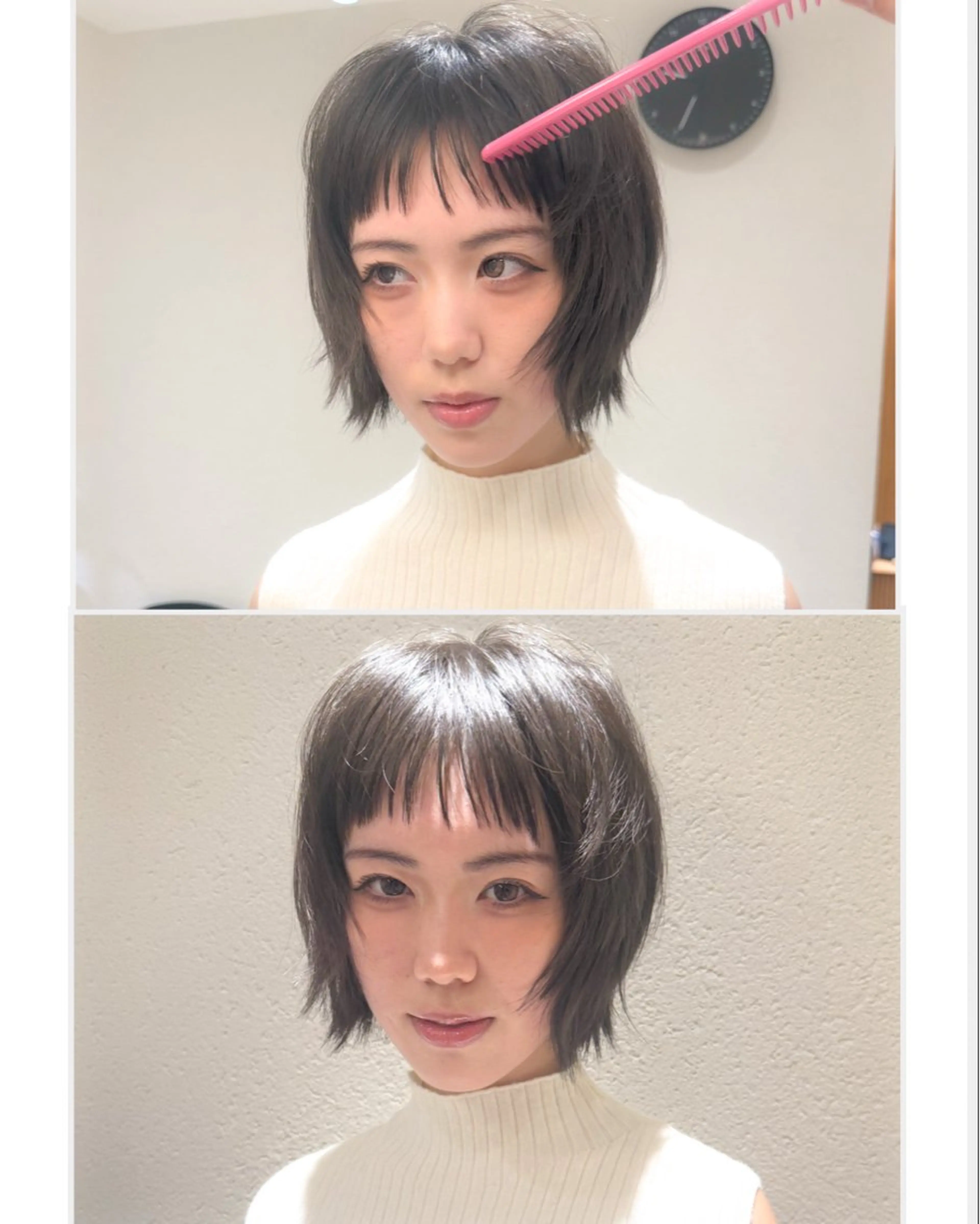 ショート ボブレイヤー ボブ ハッシュカット レイヤーカット オン眉 カット HIBIKI/原宿 ハッシュカット🪄のヘアスタイル
