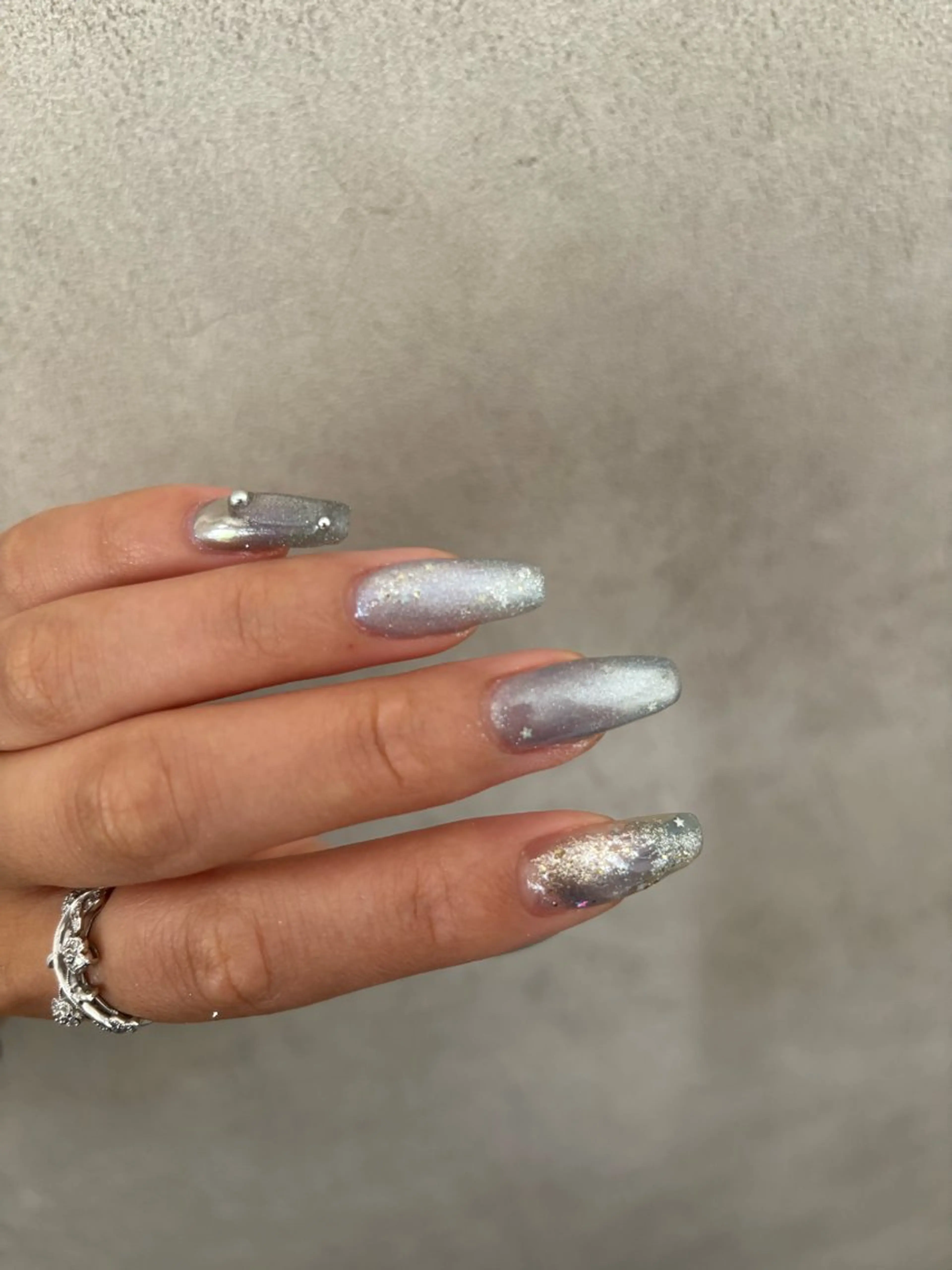 ネイル 水色 ハンドネイル THREE.所属・THREE nailのネイルデザイン
