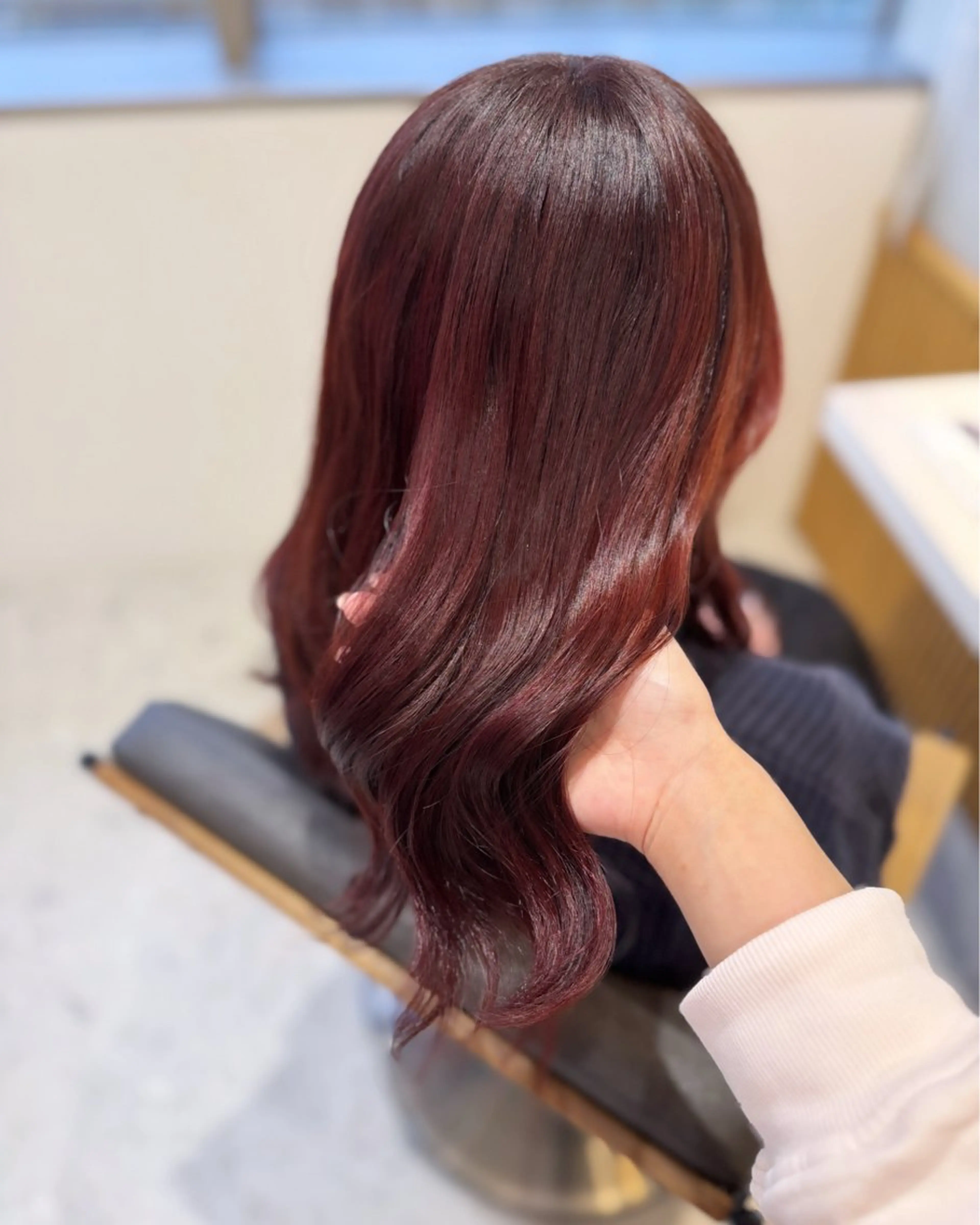 セミロング カラー ブリーチ 透明感カラー ブリーチなしカラー レッドカラー Lond Bloom所属・🎀はるか ブリーチ なしダブルカラー🎀のヘアスタイル