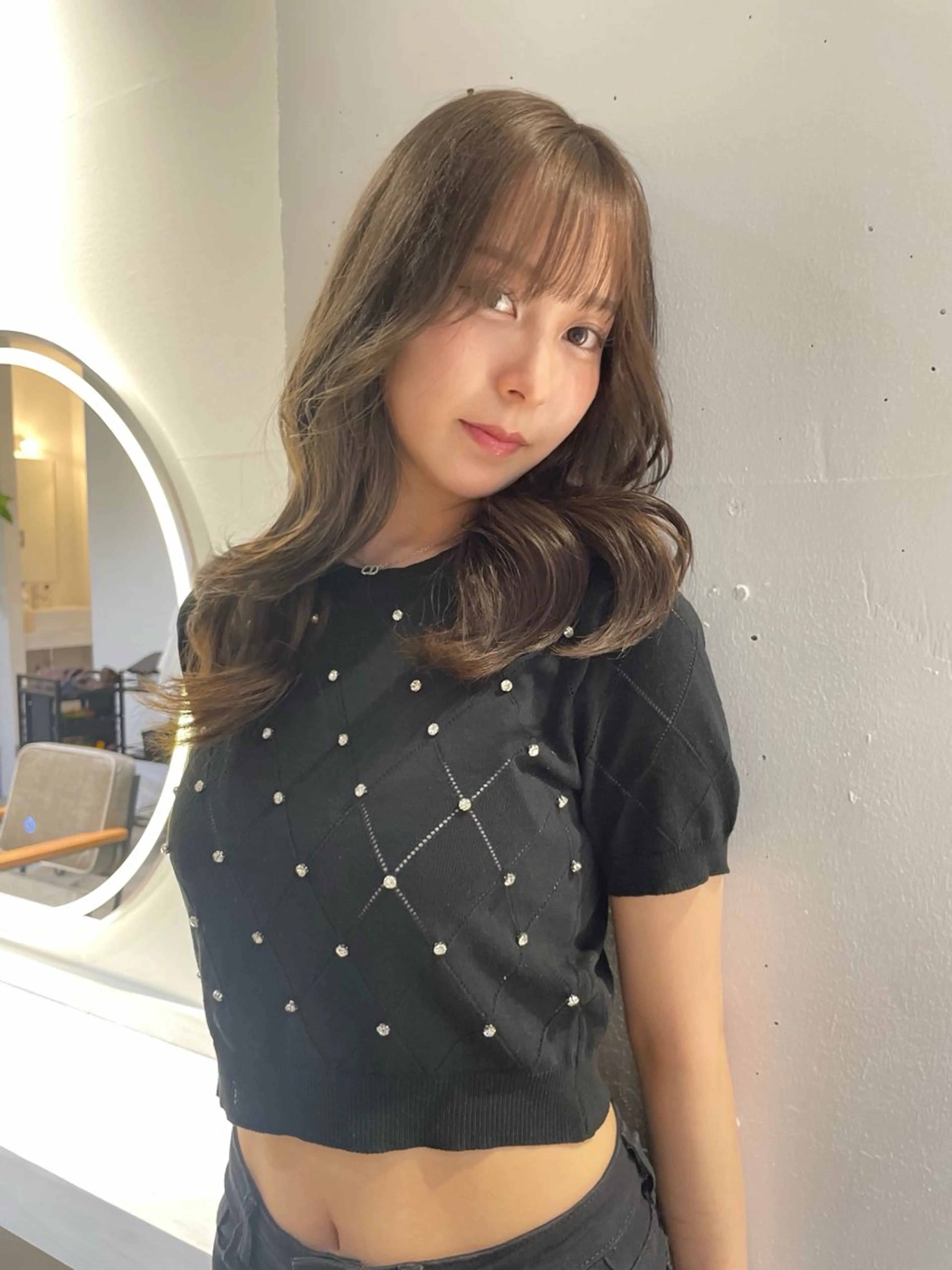 セミロング ヘアカラー 蘭々/レイヤーカット /ハッシュカットのヘアスタイル