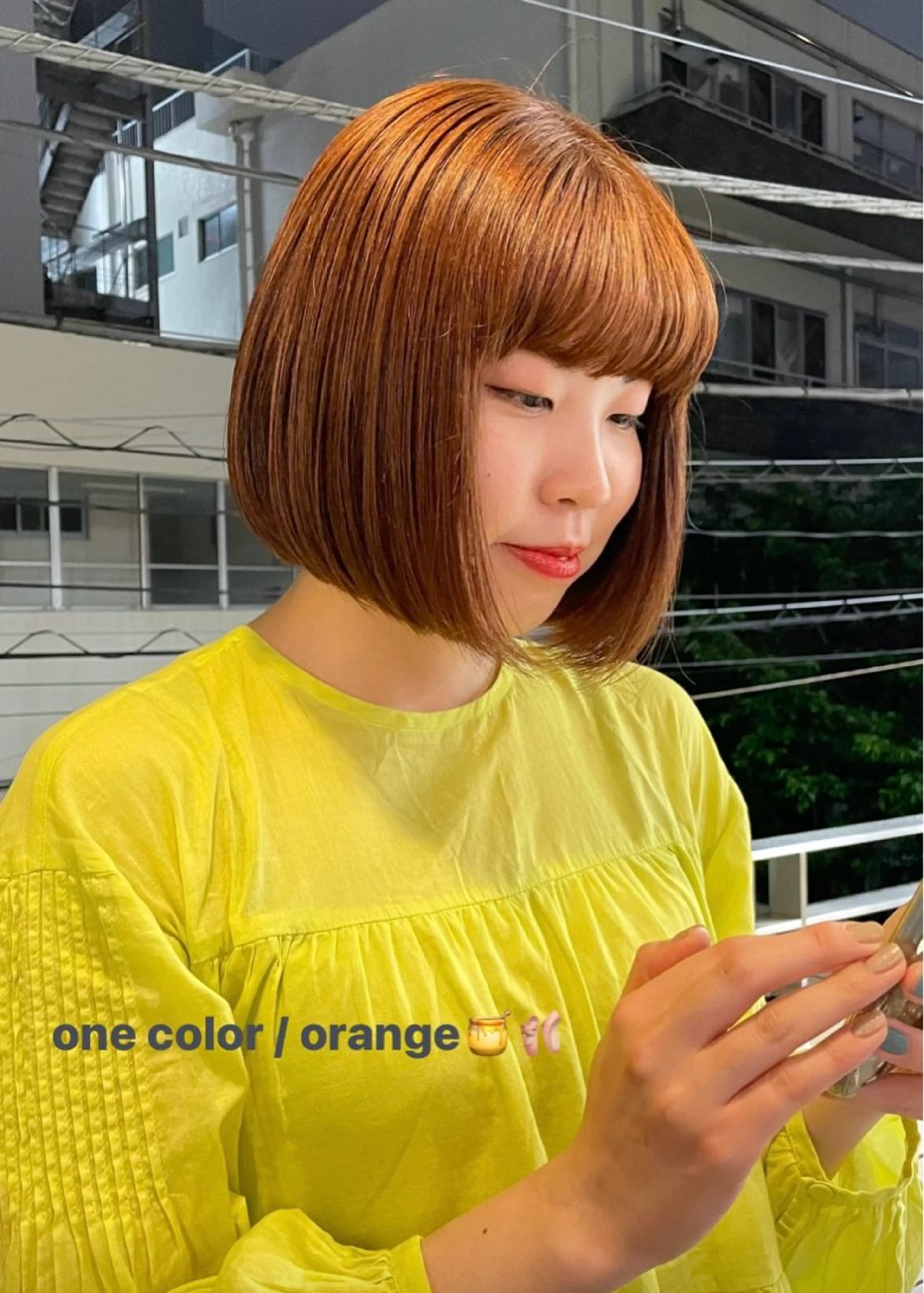 カラー オレンジ ヘアカラー トリートメント SASAnagano 堀内未梨のヘアスタイル