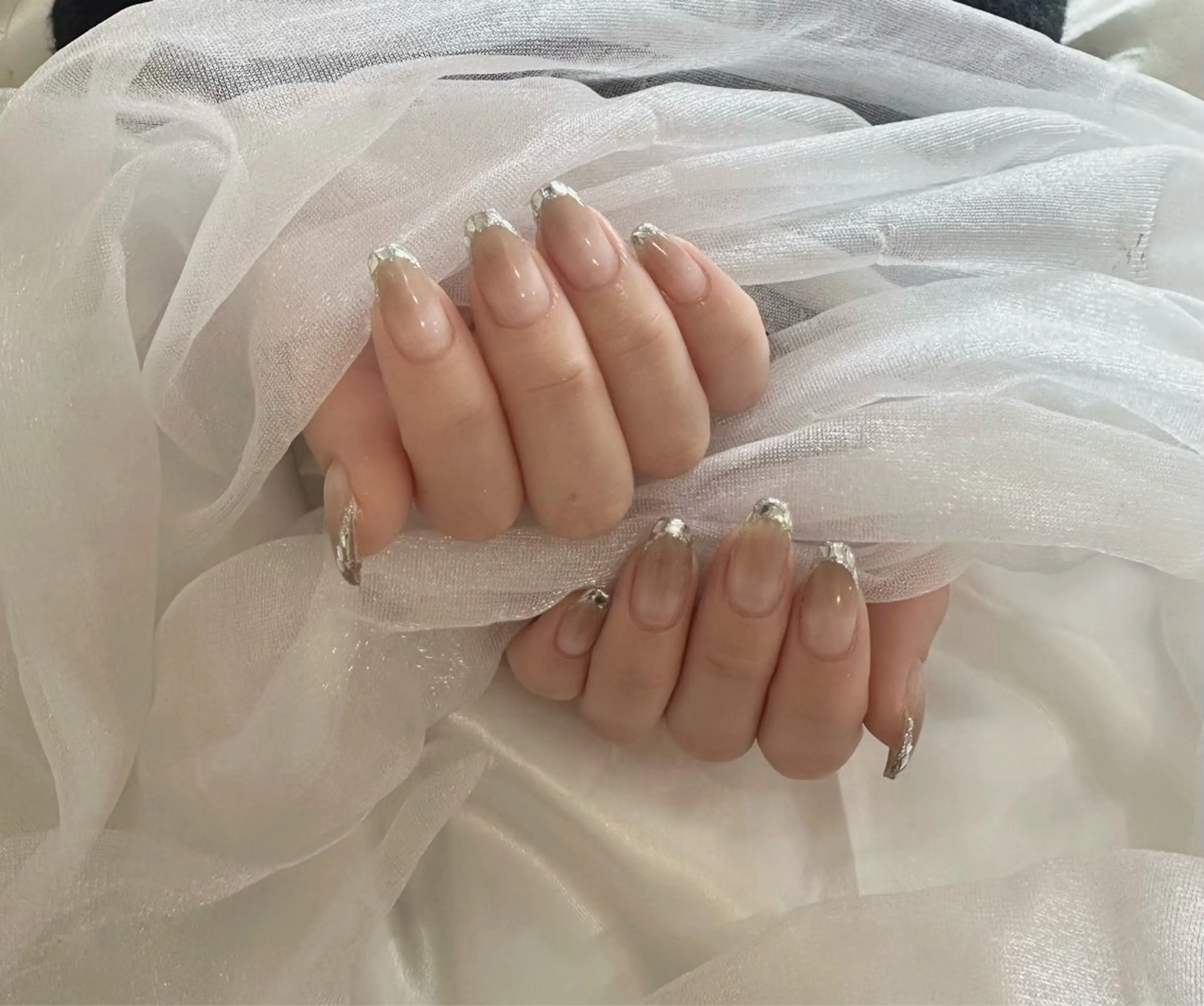 ネイル フレンチネイル ガラスフレンチ ハンドネイル SARA ♥のネイルデザイン