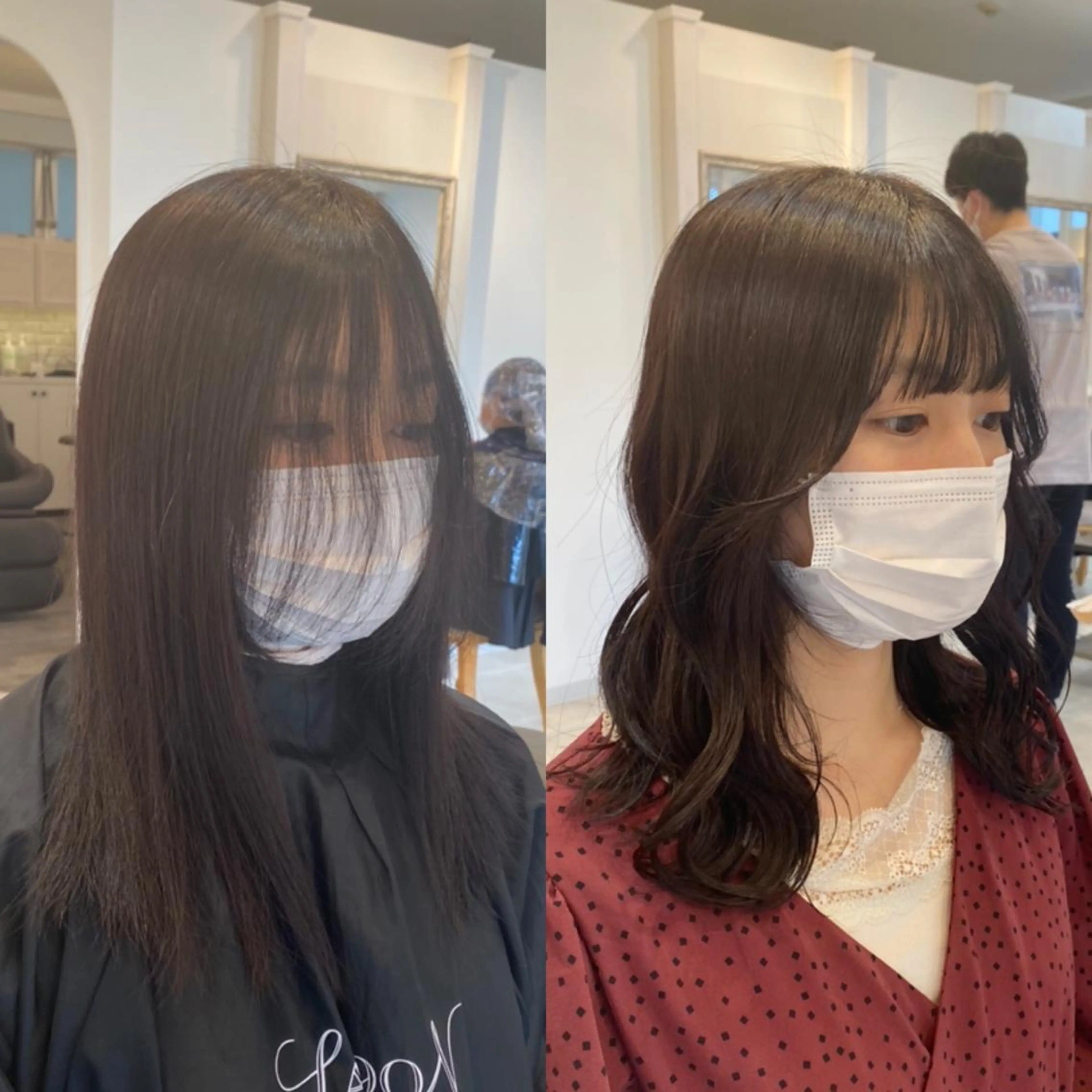 ミディアム カラー カット ヘアカラー トリートメント モテ前髪 タゴメ シンヤのヘアスタイル