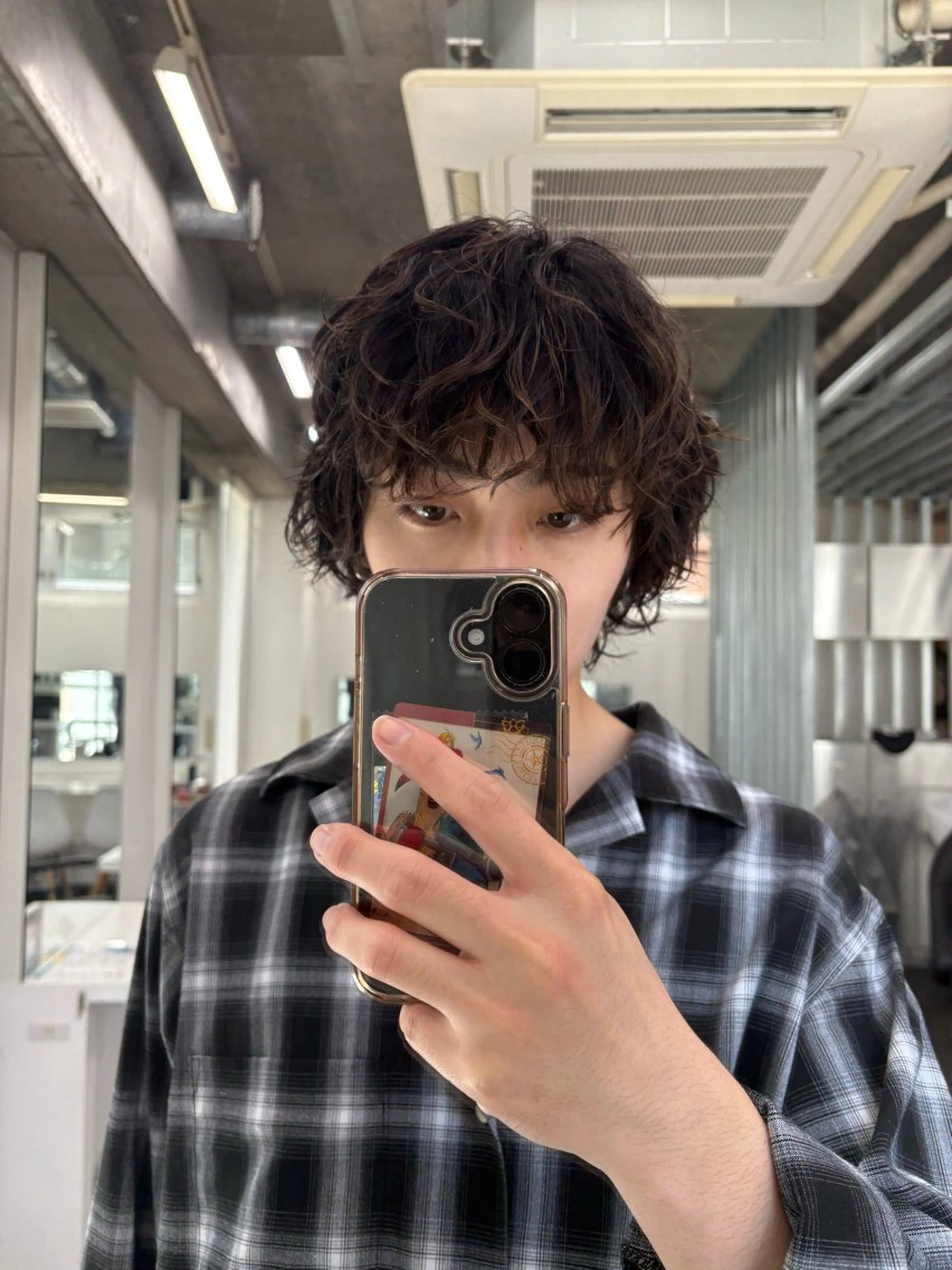 ミディアム メンズ ミディアムパーマ メンズパーマ カット パーマ テテ風パーマ/ シャドウパーマ/廣田のヘアスタイル