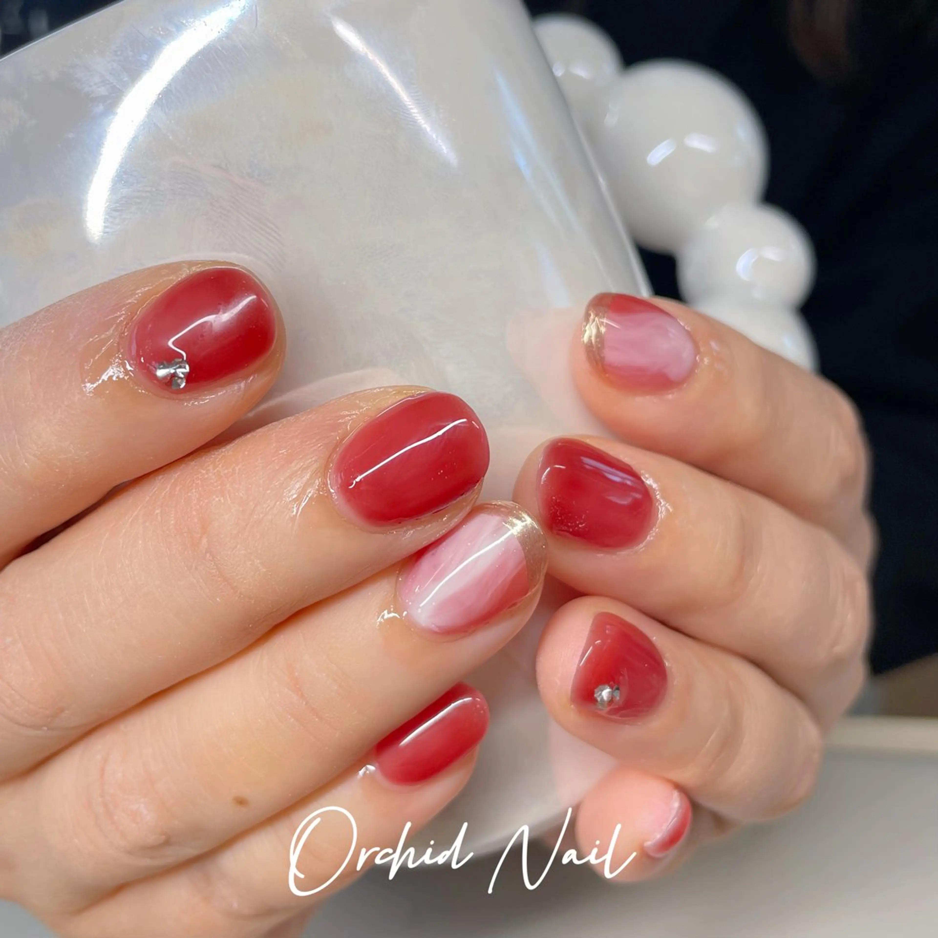 ネイル ストーンネイル ハンドネイル Orchid Nailのネイルデザイン