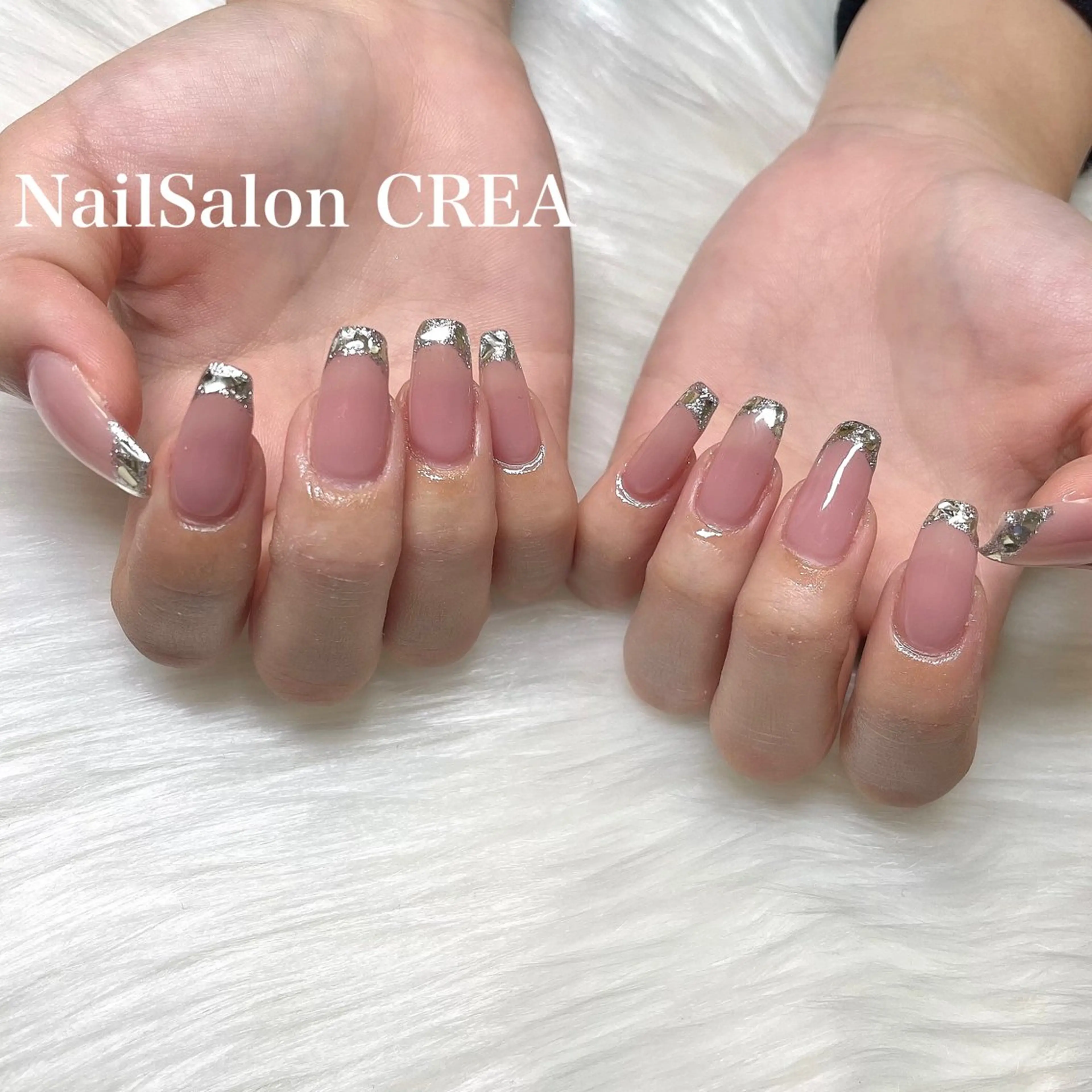 ネイル フレンチネイル ガラスフレンチ ハンドネイル NailSalon CREAのネイルデザイン