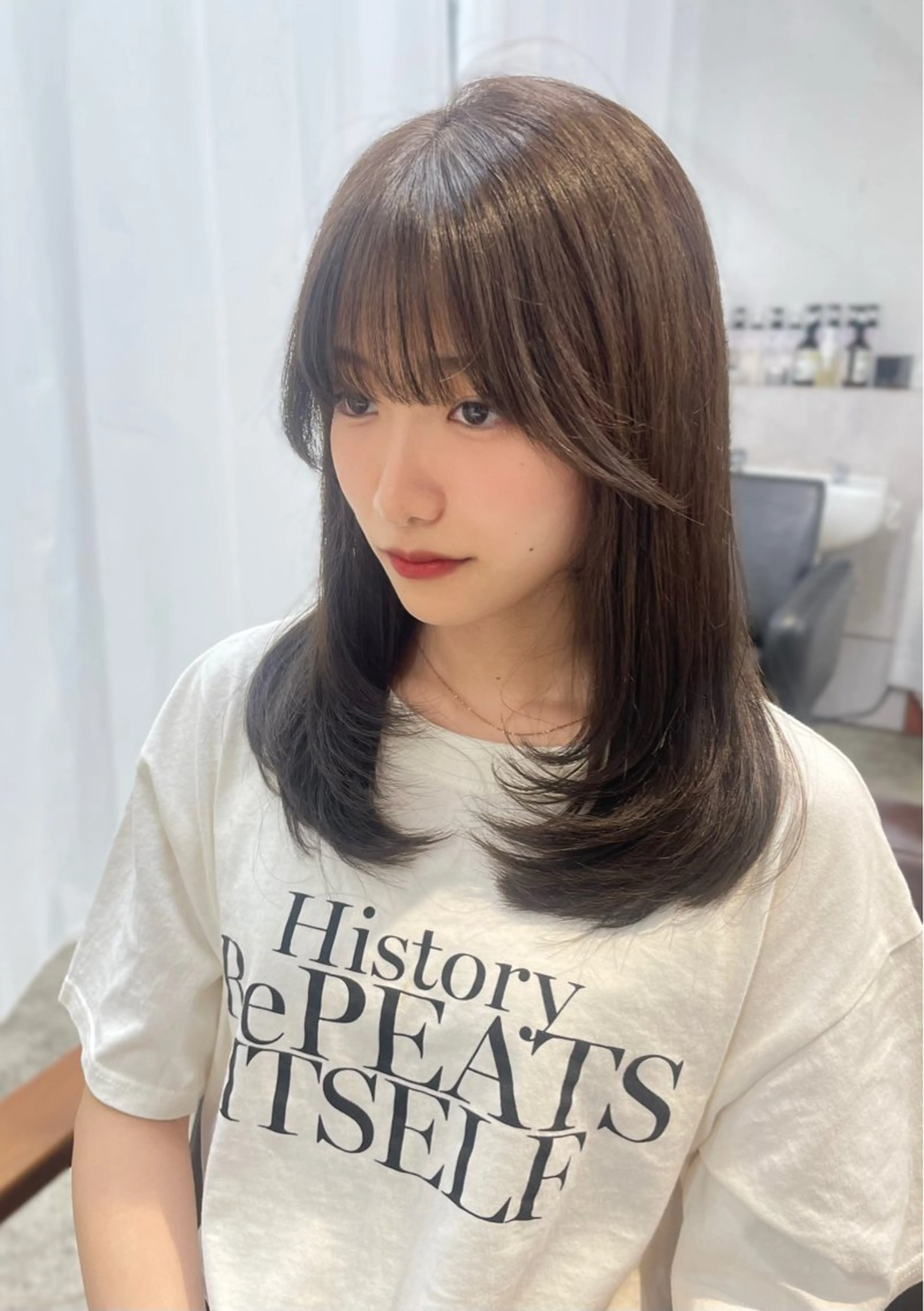 ミディアム カット 艶髪矯正/レイヤー カット/ミサキ💐のヘアスタイル