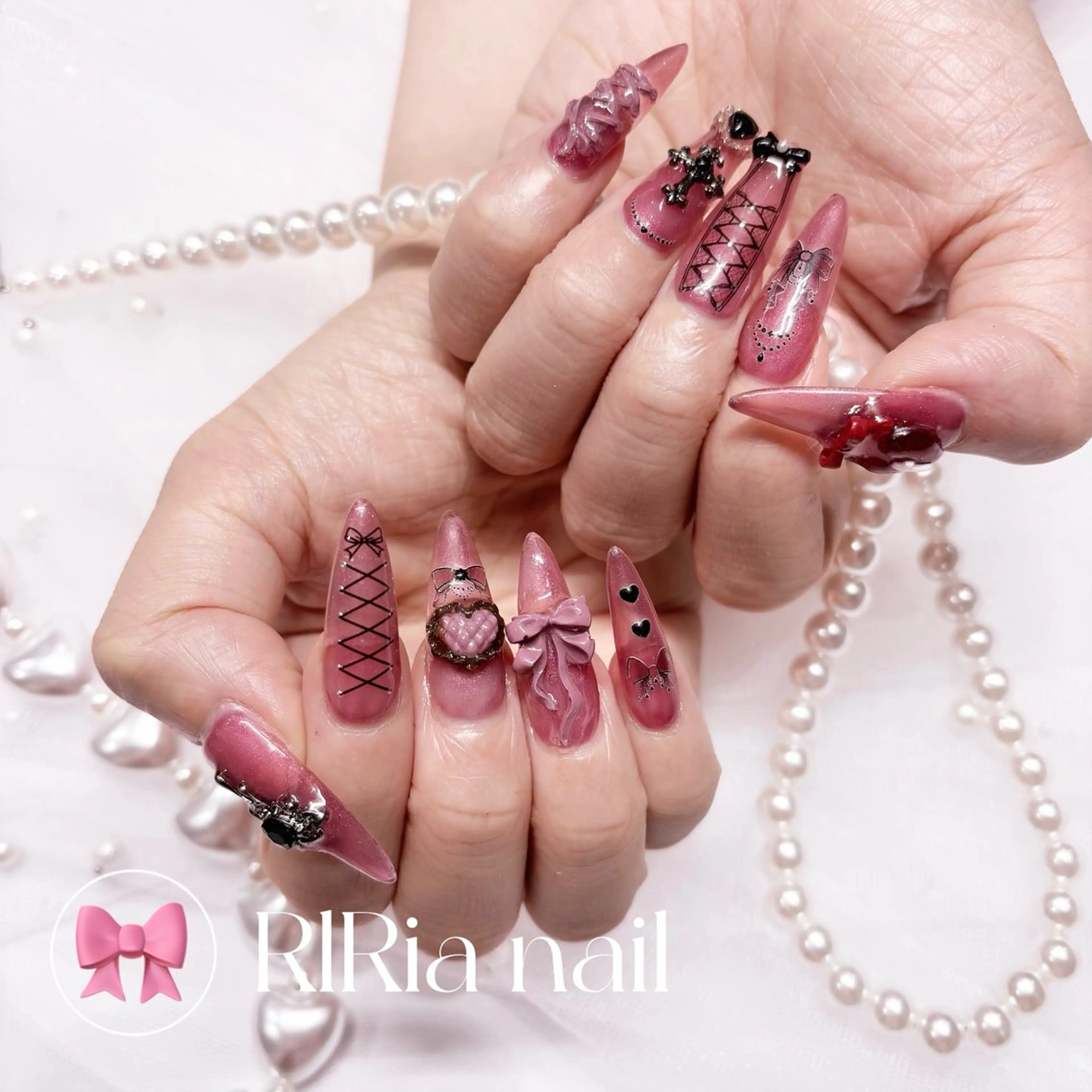🎀チップ長さ出し＋シンプルデザイン＋パーツ付け放題（オフ込み）¥12800→¥9000の写真