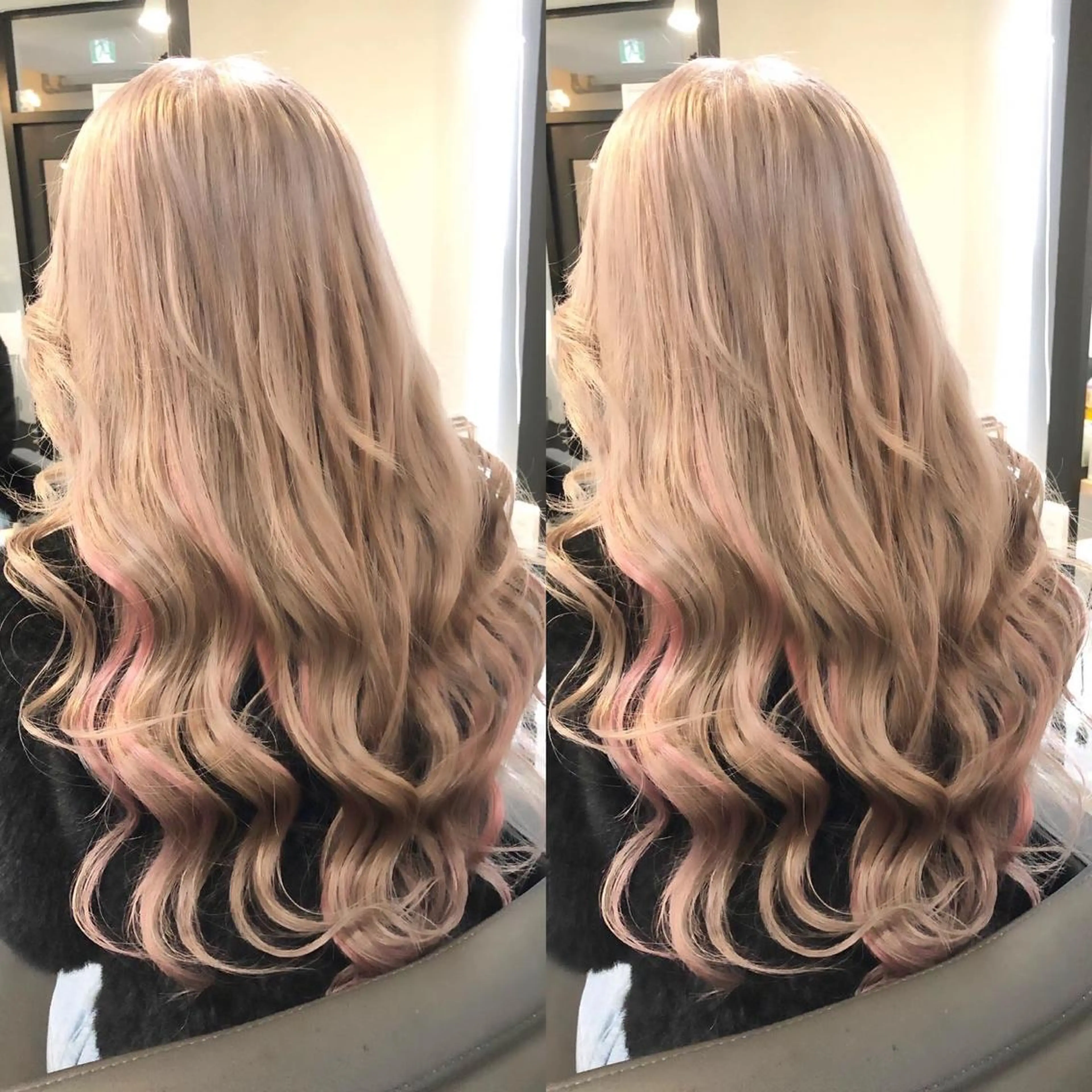 ロング カラー ヘアアレンジ ハイトーンカラー ピンクカラー エクステ alpha. カラーエクステ下妻のヘアスタイル