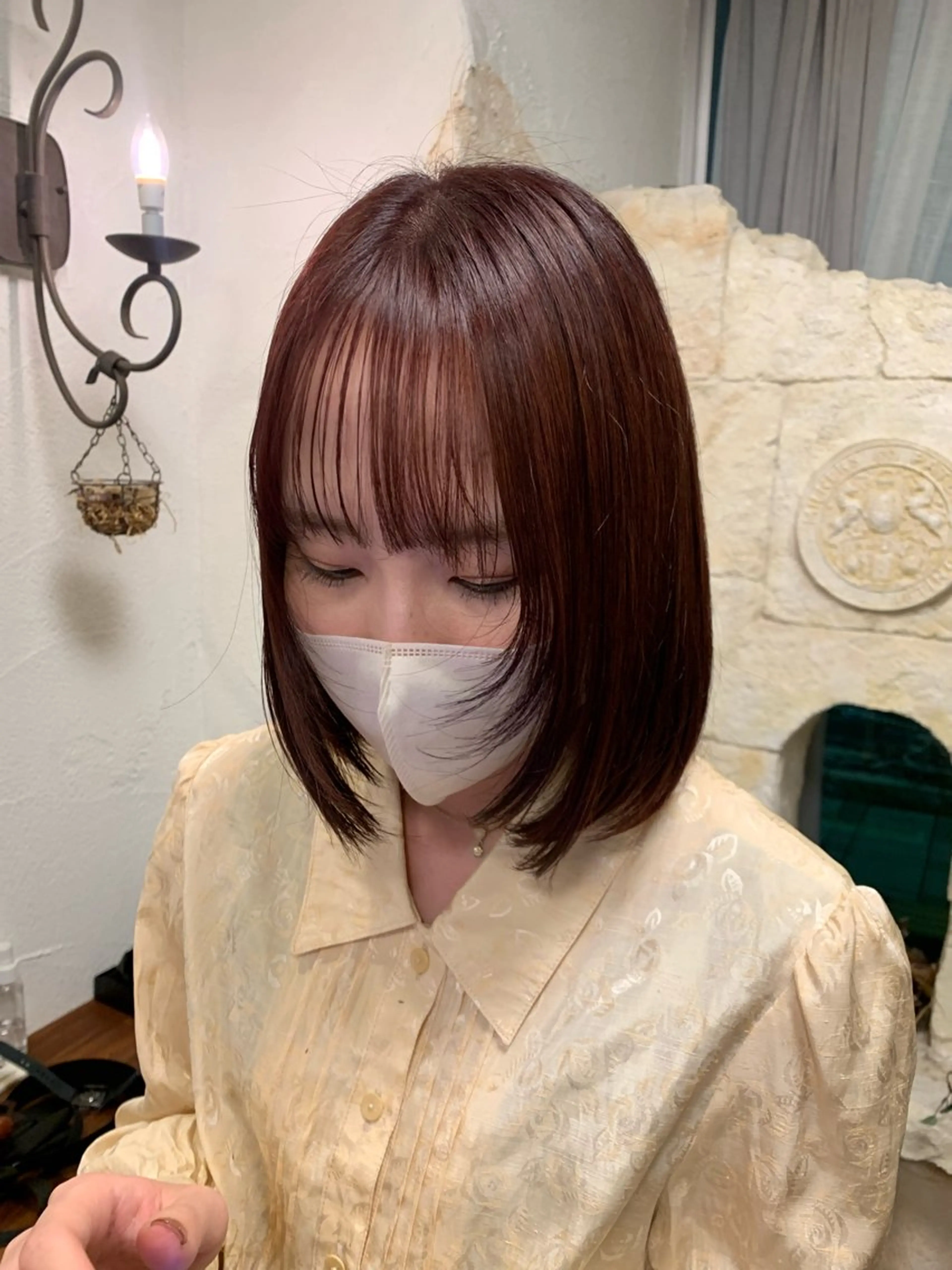 ミディアム カラー レッドカラー 🤍🌫️諸里 ひよ🌫️🤍のヘアスタイル
