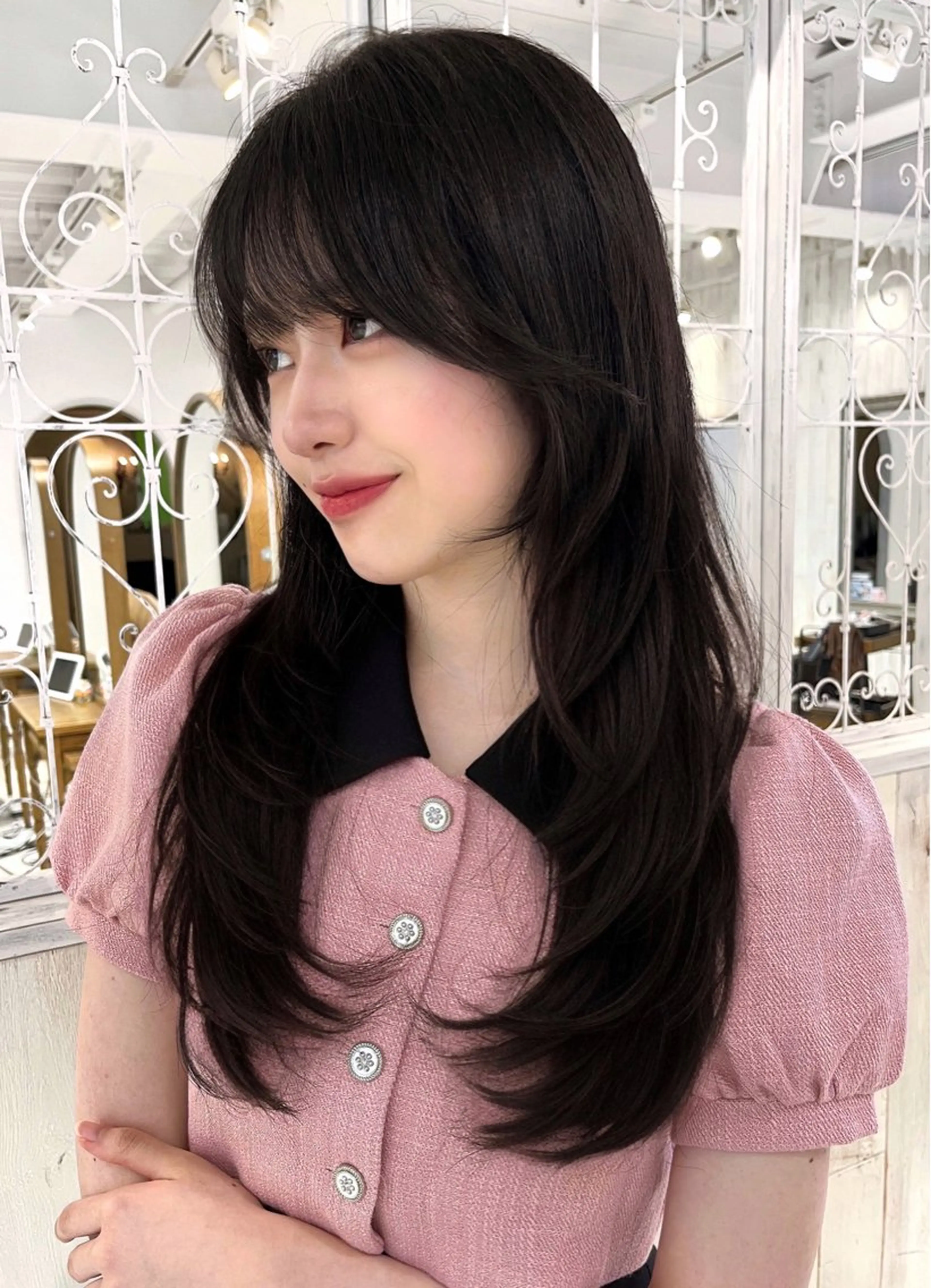 ロング カラー ブラウンカラー ダークブラウン レイヤーカット カット ヘアカラー 【韓国ヘア×透明感 カラー】笹谷 莉未のヘアスタイル
