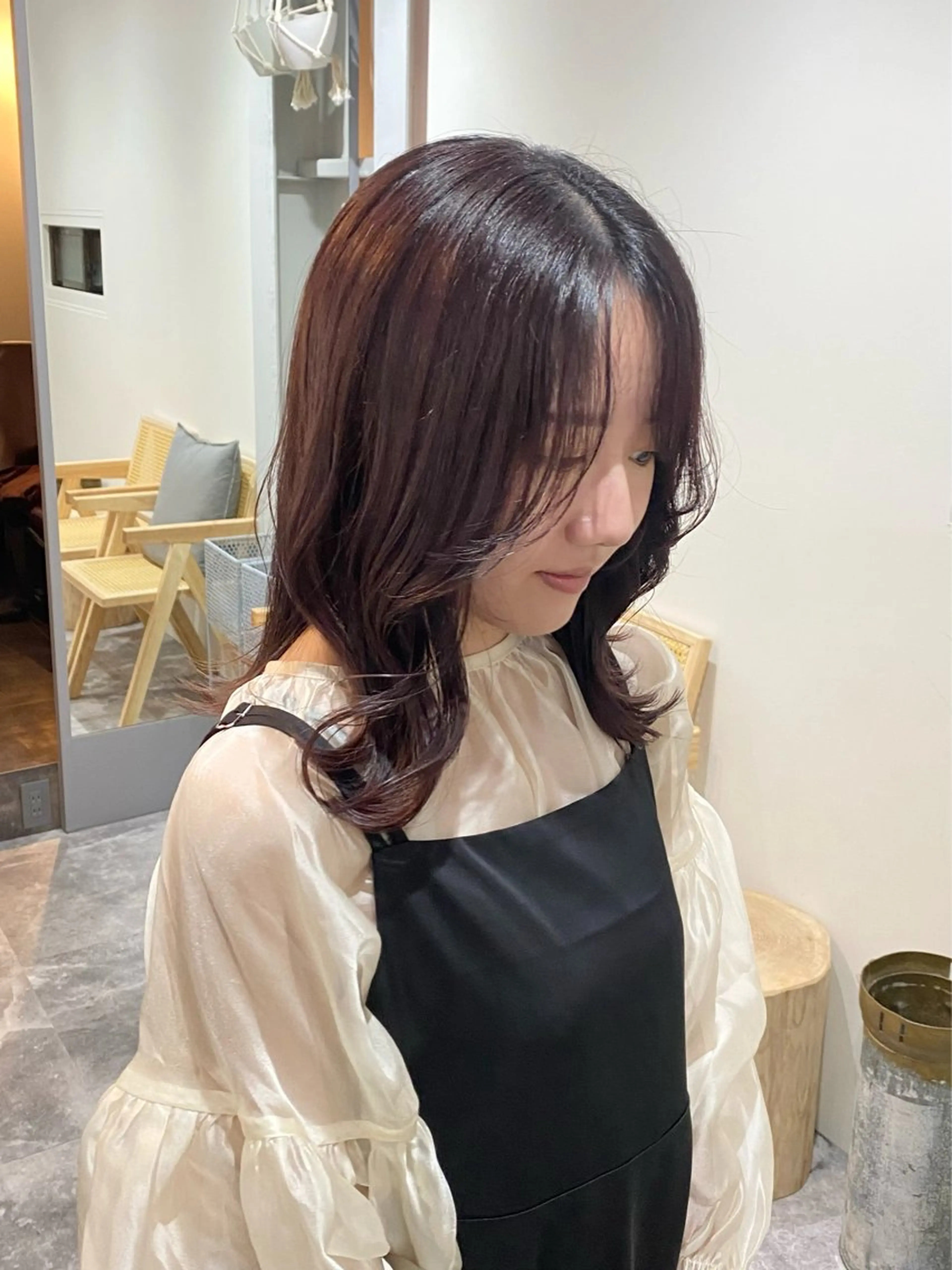 セミロング カラー ラベンダーカラー HONDA KANONのヘアスタイル