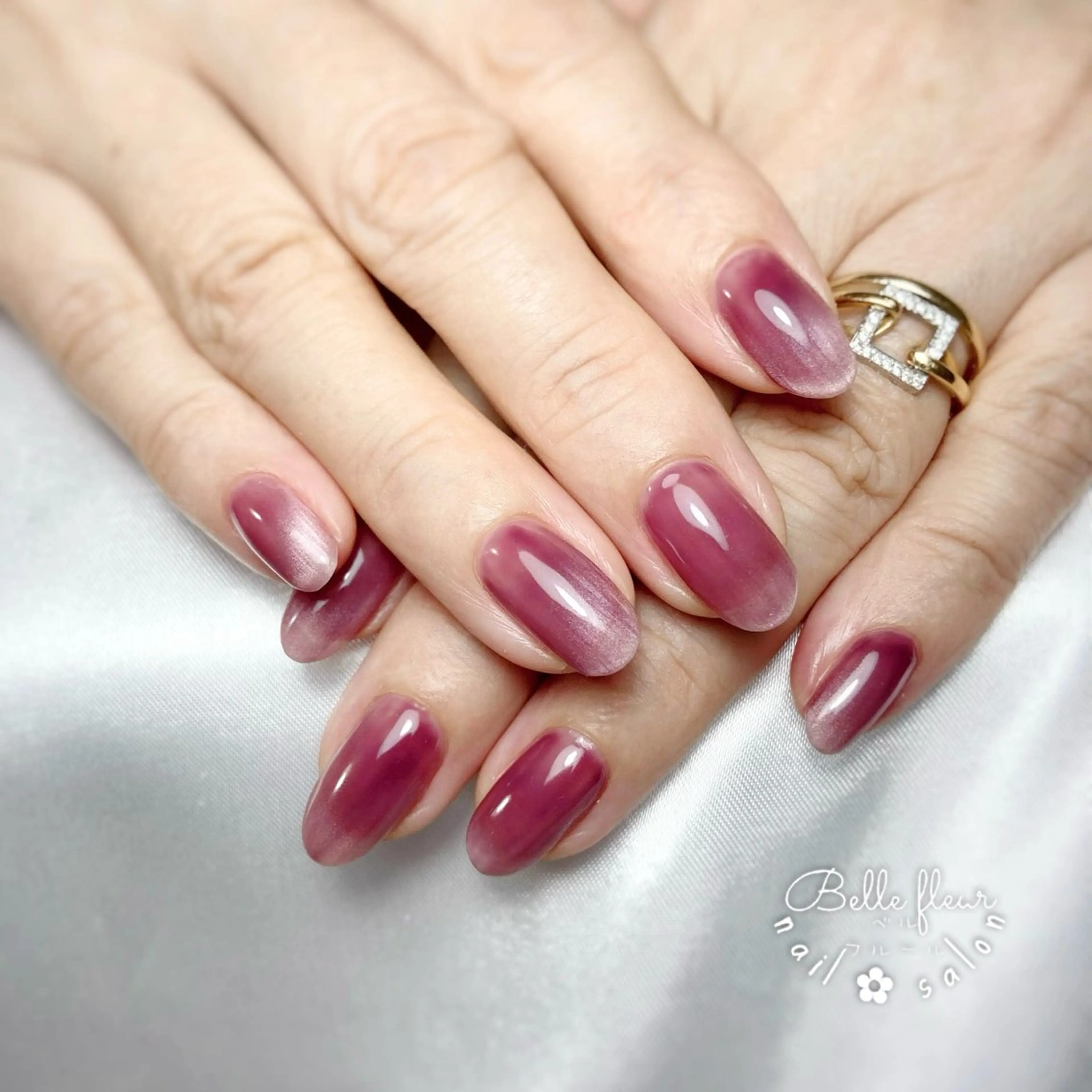 ネイル ボルドー マグネットネイル ハンドネイル ﾈｲﾙｻﾛﾝ Bellefleurのネイルデザイン