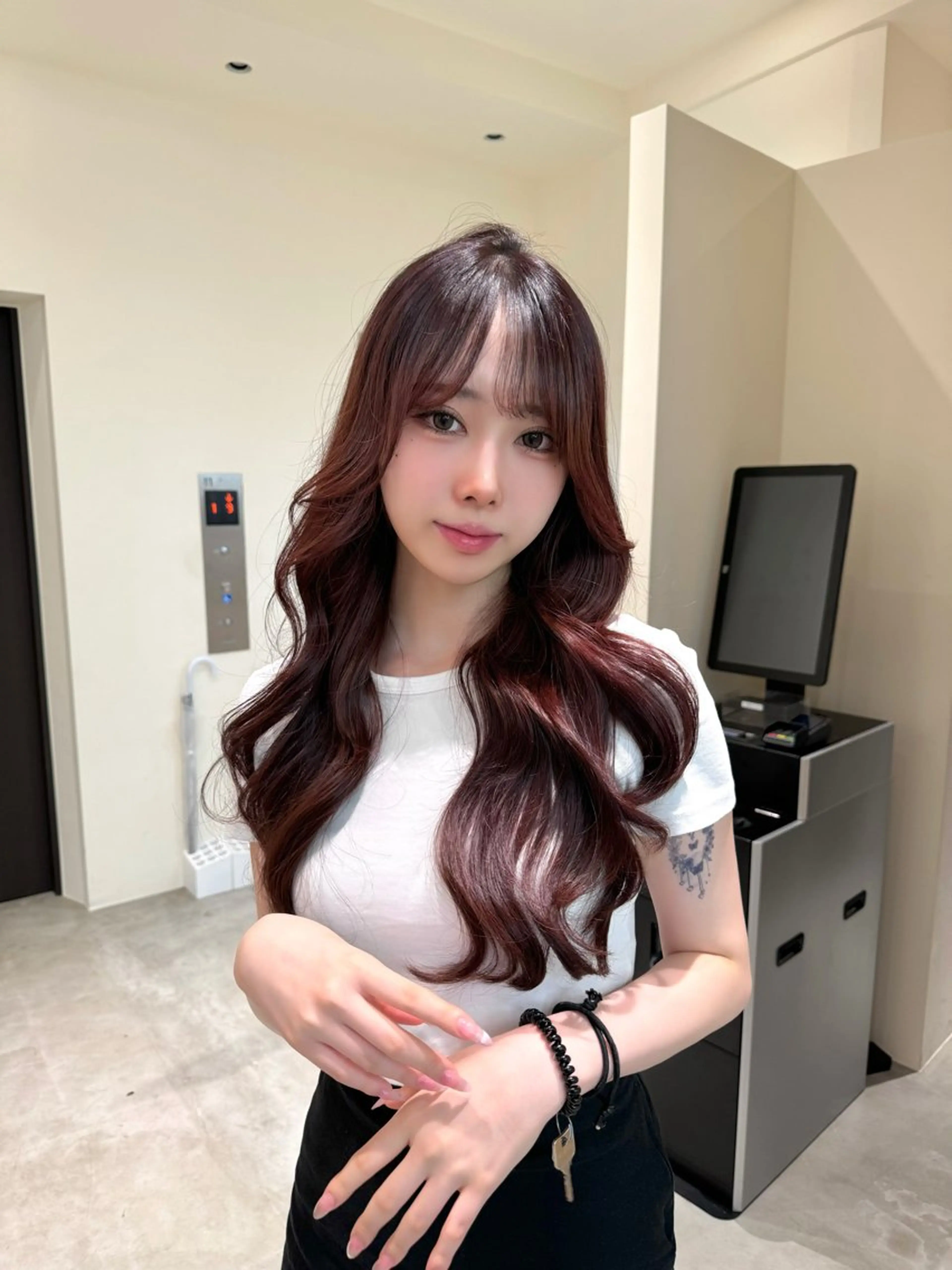 ロング カット ヘアカラー トリートメント ヘッドスパ 銀座/前髪顔まわり/ 透明感カラー/danのヘアスタイル