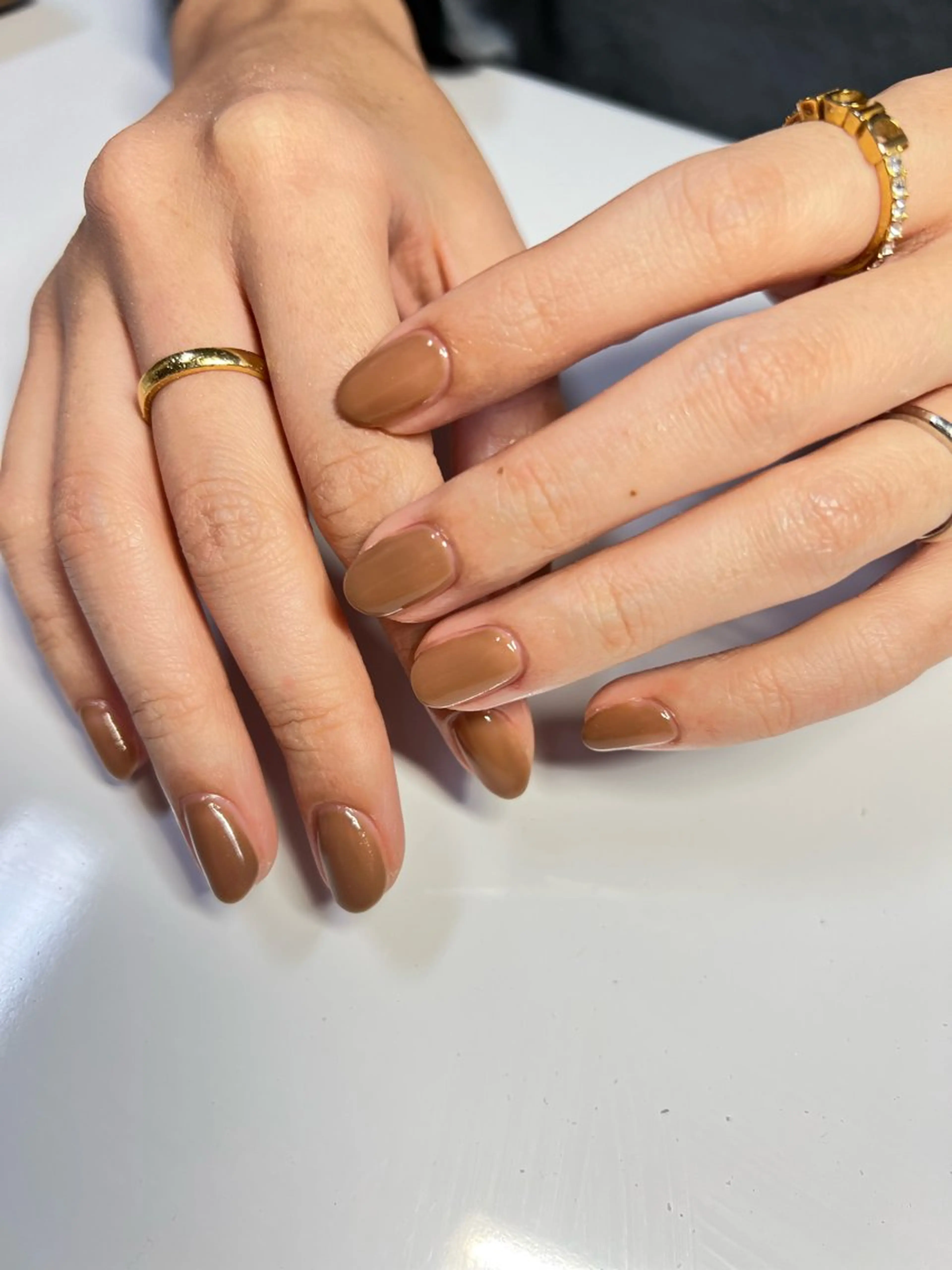 ネイル ワンカラーネイル m.nail/ 🐄💛🧡❤️のネイルデザイン