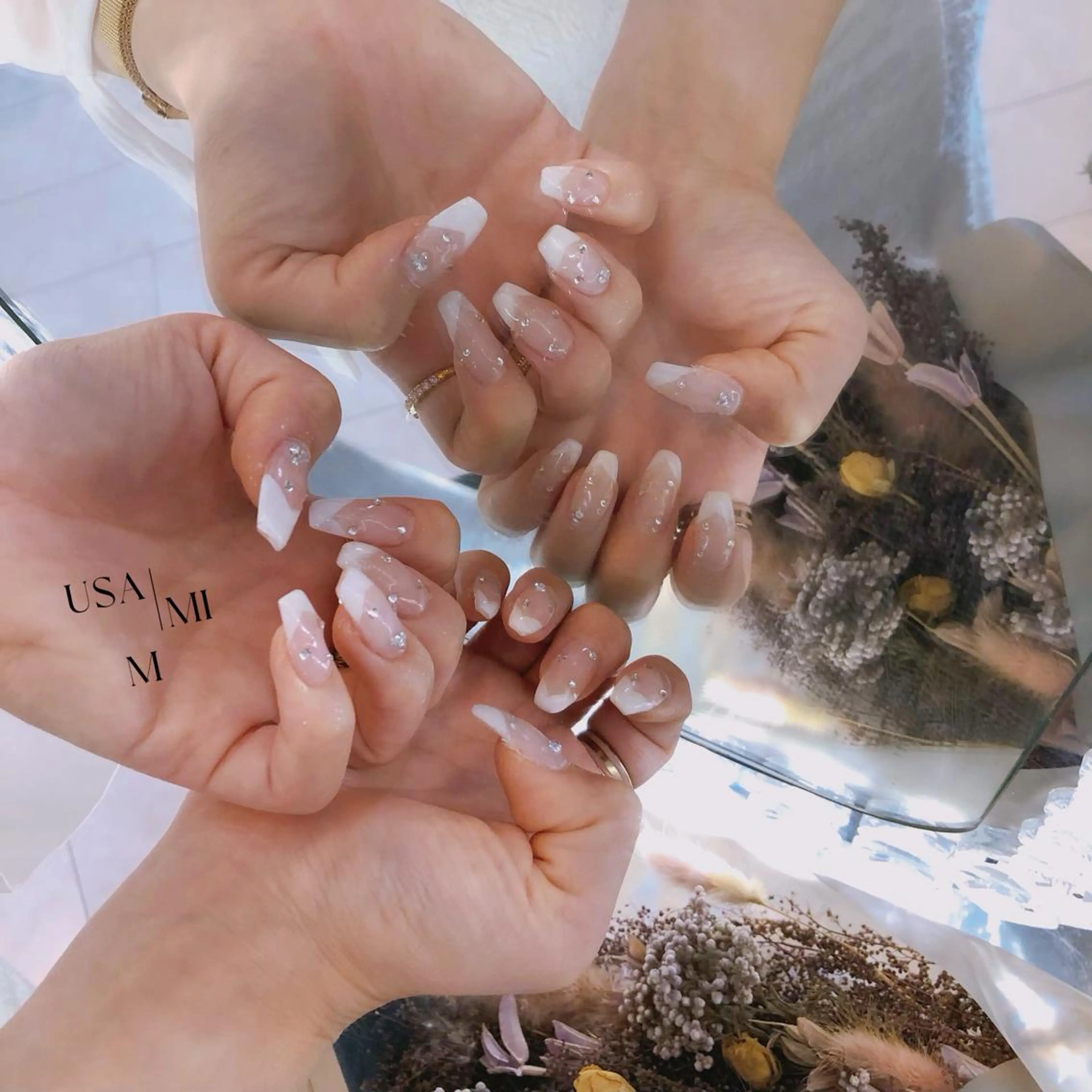 ネイル ハンドネイル 💕🐰うさみみ🐰 💕猫と触れ合い✨のネイルデザイン