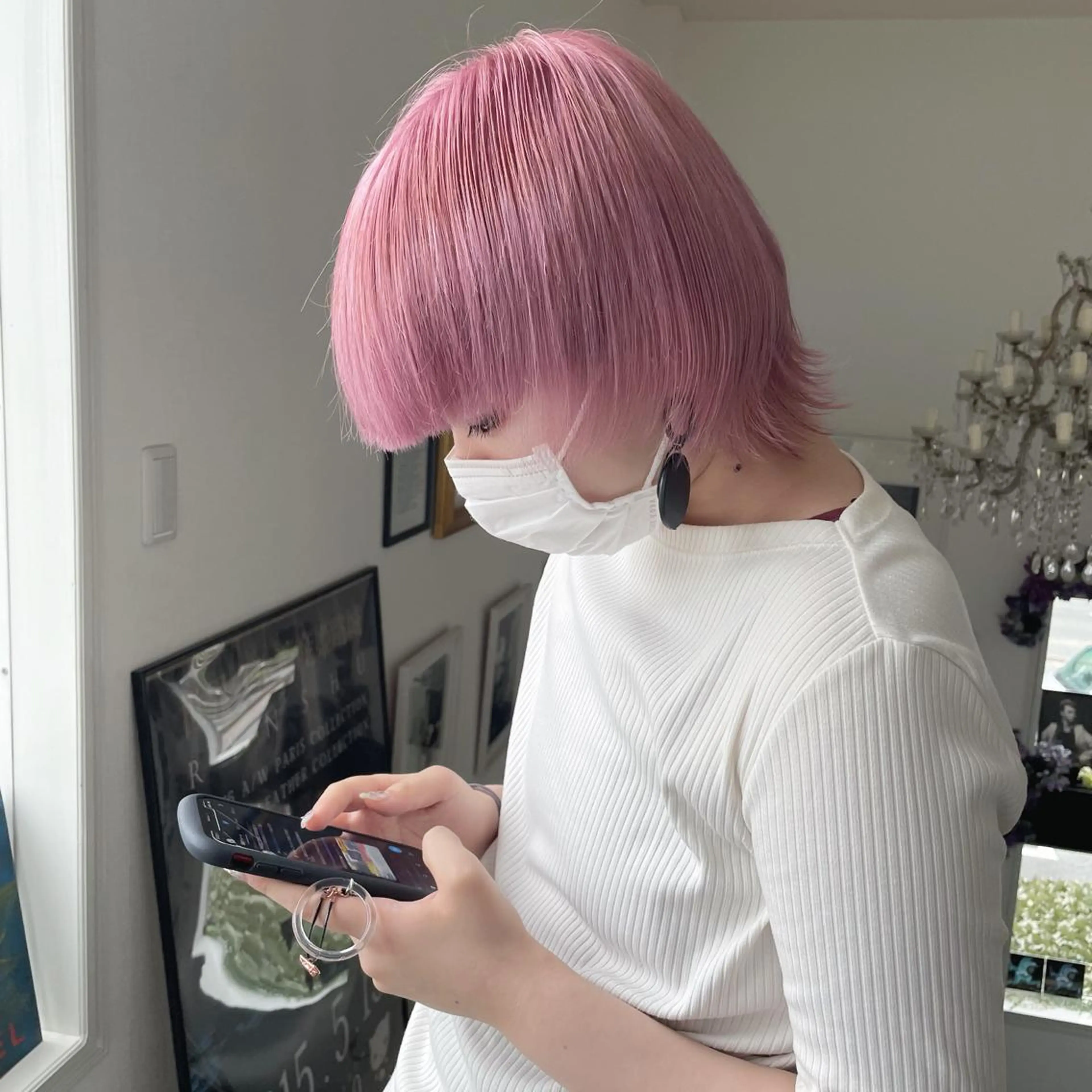 ショート カラー ピンクカラー ヘアカラー 袴田 伊代のヘアスタイル