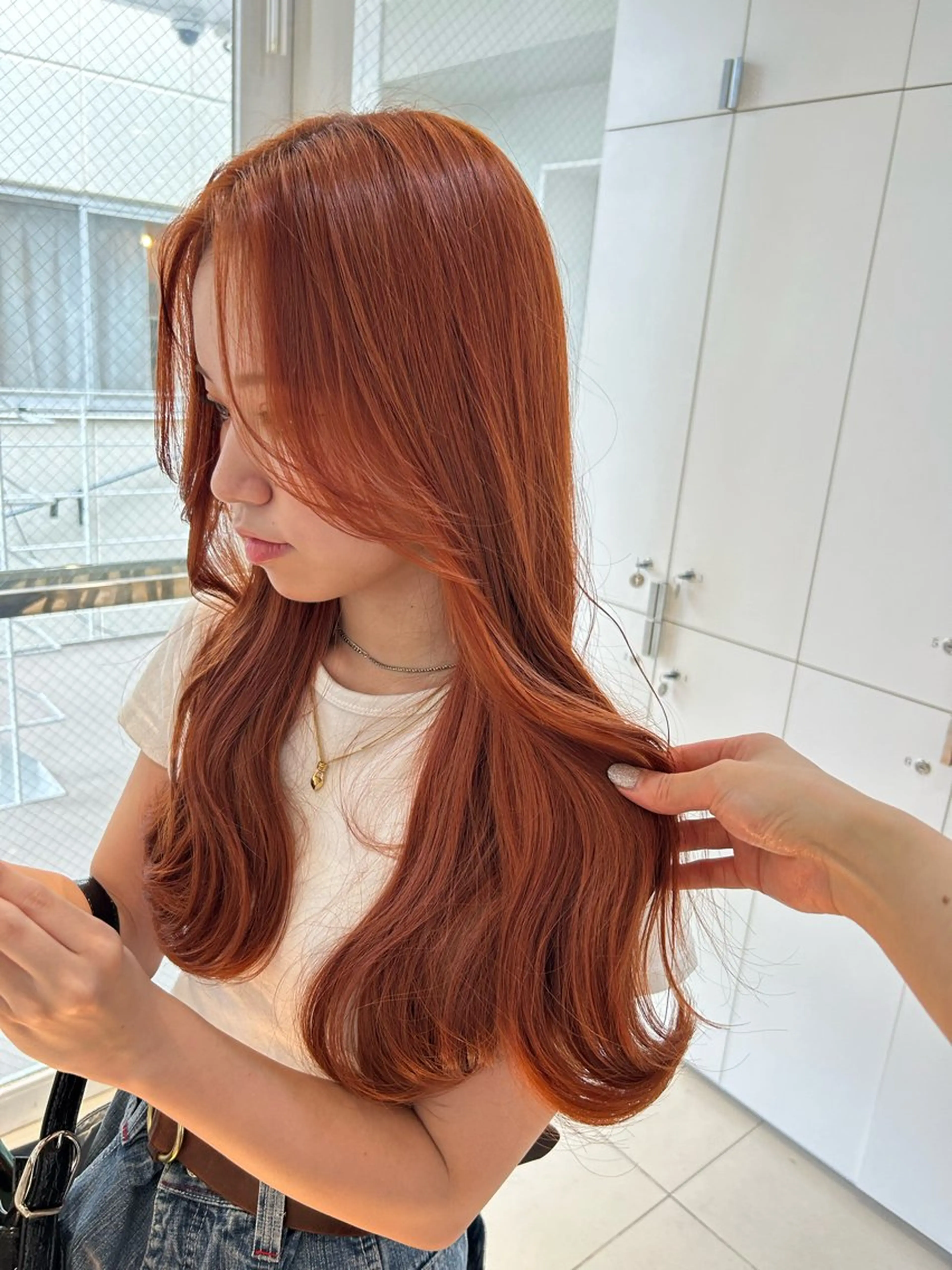 ロング カラー オレンジ 《暖色/韓国hair 》🇰🇷桑原ユキネのヘアスタイル