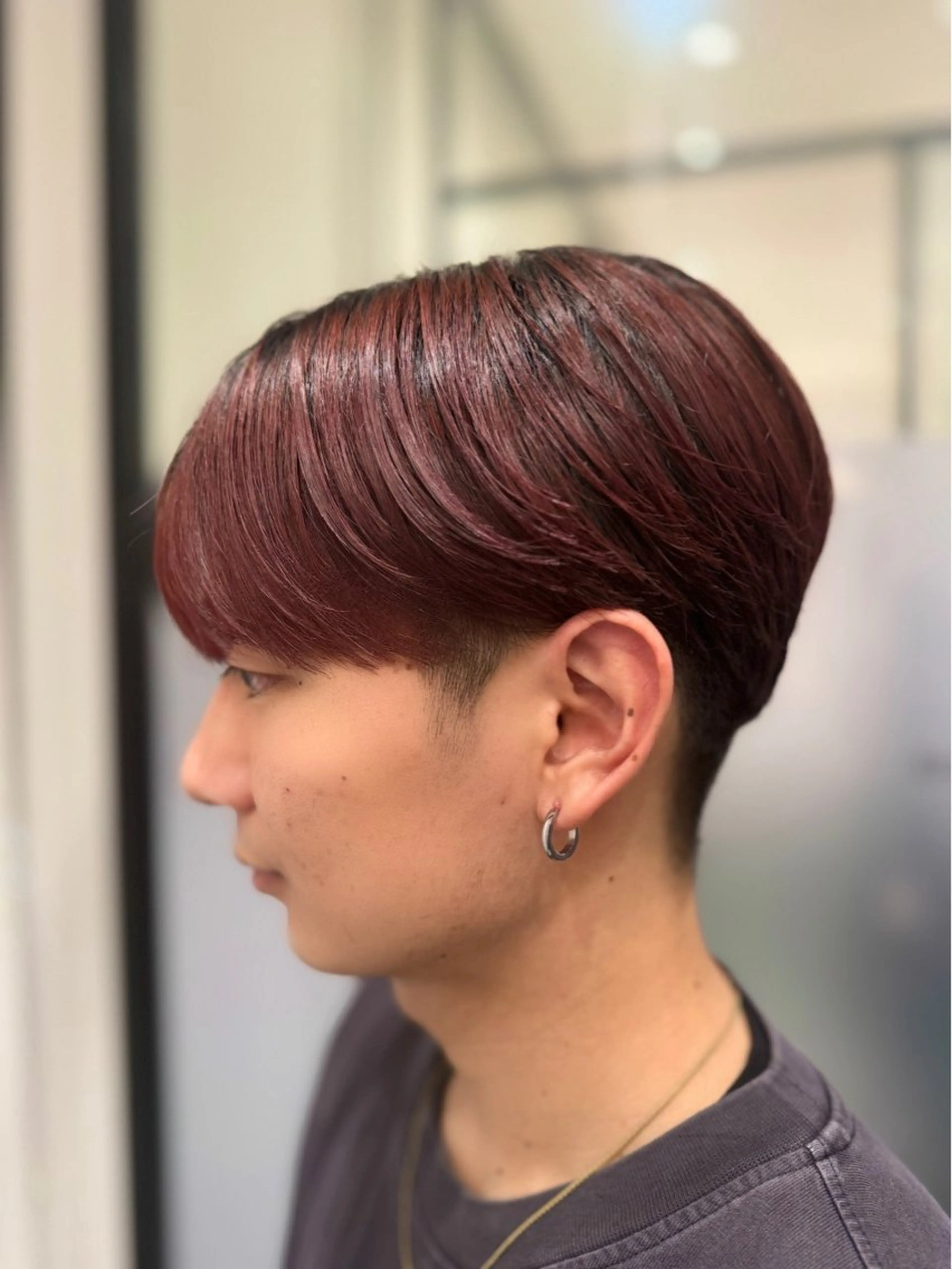 カラー メンズ メンズブリーチ マッシュ シースルーマッシュ ブリーチ ボルドーカラー カット ヘアカラー GO TODAY 原宿本店所属・🎁丁寧なカウン セリング/DAIKIのヘアスタイル