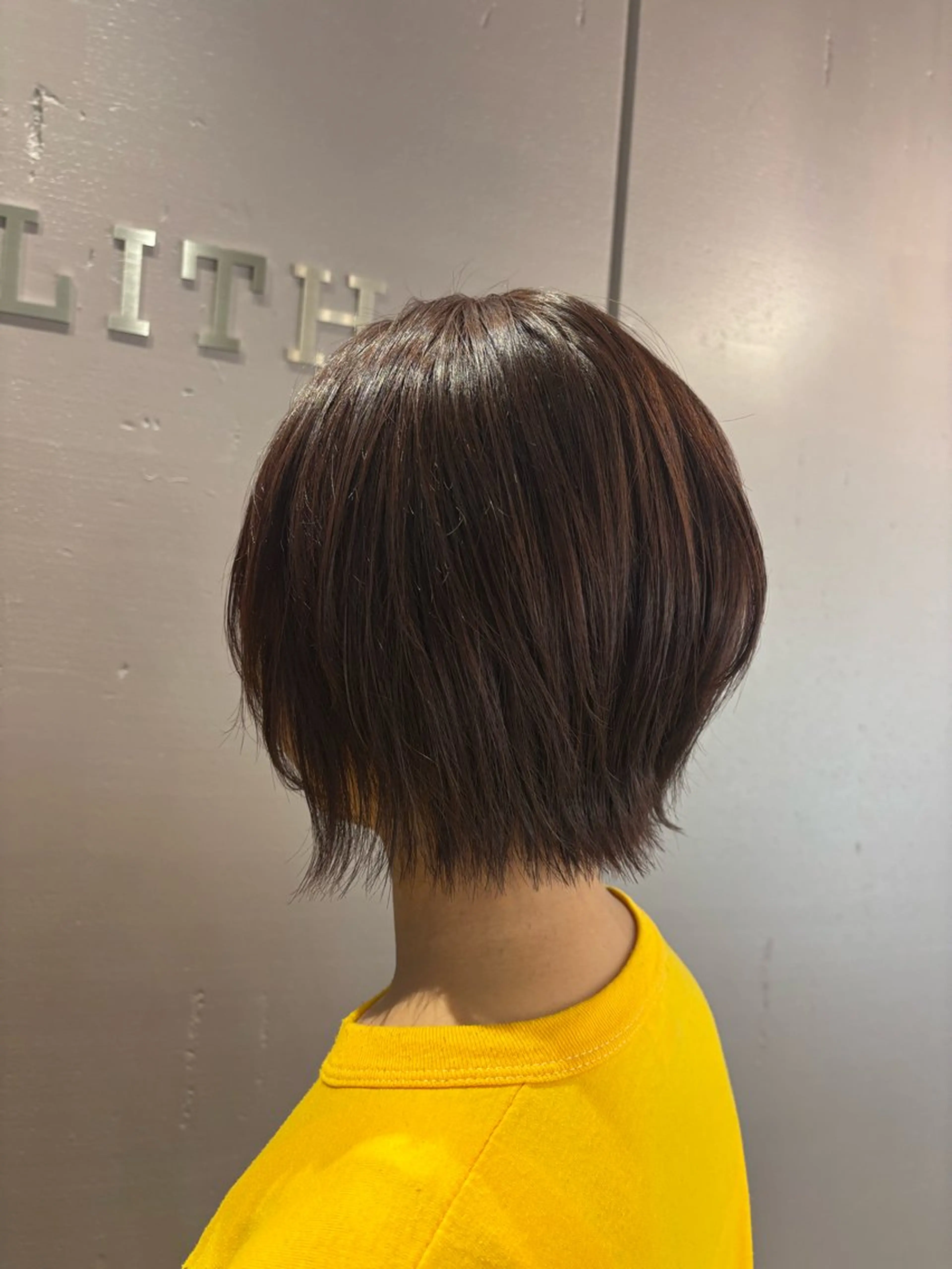 ミディアム レッドブラウン ハッシュカット カット ヘアカラー レイヤーカット/ボブ /nene🍥⋆*のヘアスタイル