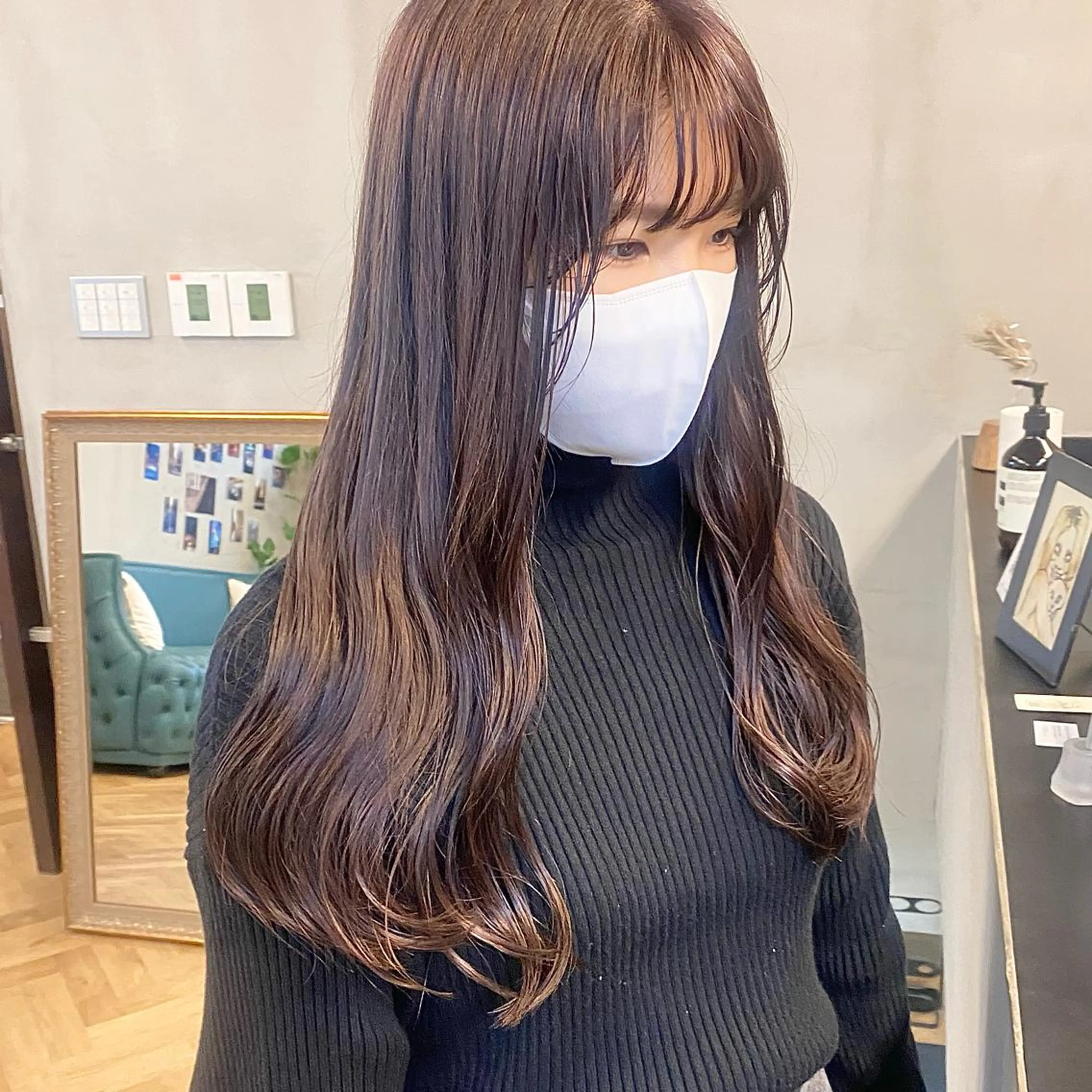 ロング カラー パーマ ヘアアレンジ ブリーチ グレージュ ラベンダーカラー ラベンダーグレージュ ラベンダーグレー カット ヘアカラー トリートメント ハル🌸柔色/ ブリーチなし/艶髪のヘアスタイル