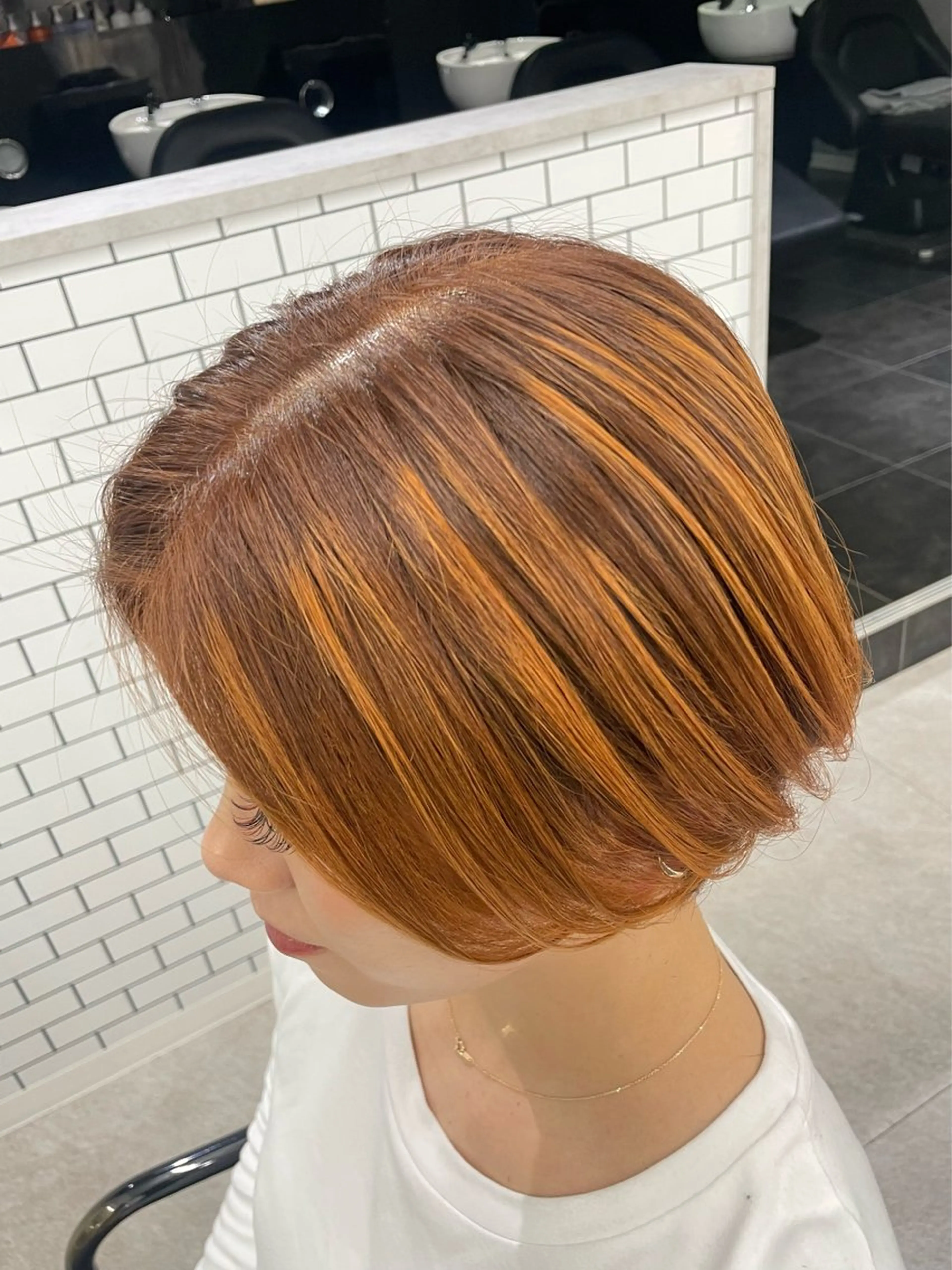 ショート カラー メッシュ オレンジ カット ヘアカラー トリートメント 推しカラー美容師 Yukino🌈のヘアスタイル
