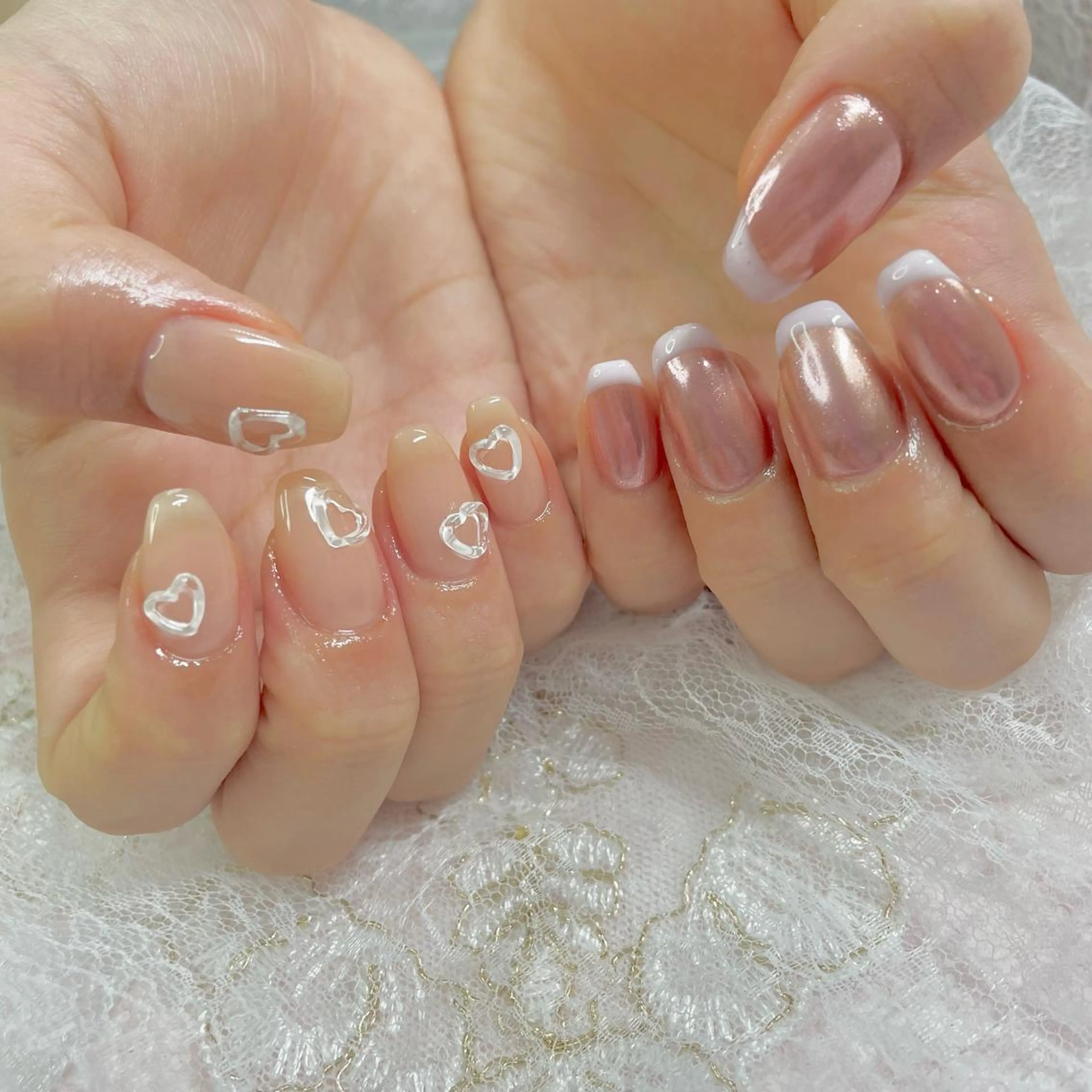 ネイル フレンチネイル ジェルネイル ハート J terrace Nailのネイルデザイン