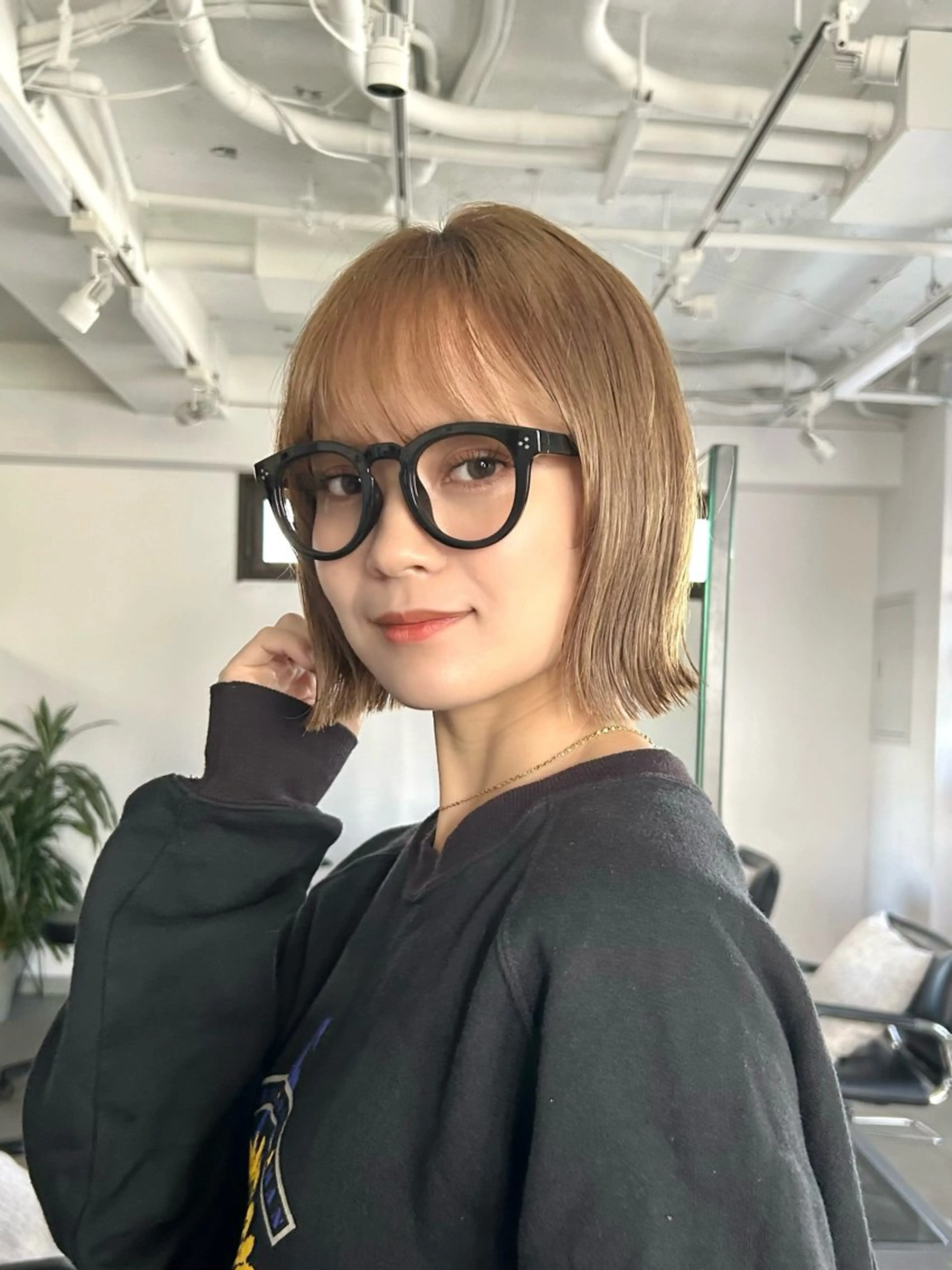ショート カラー ボブ くびれヘア カット ヘアカラー 結べるくびれボブ/透 明感カラーtaigaのヘアスタイル
