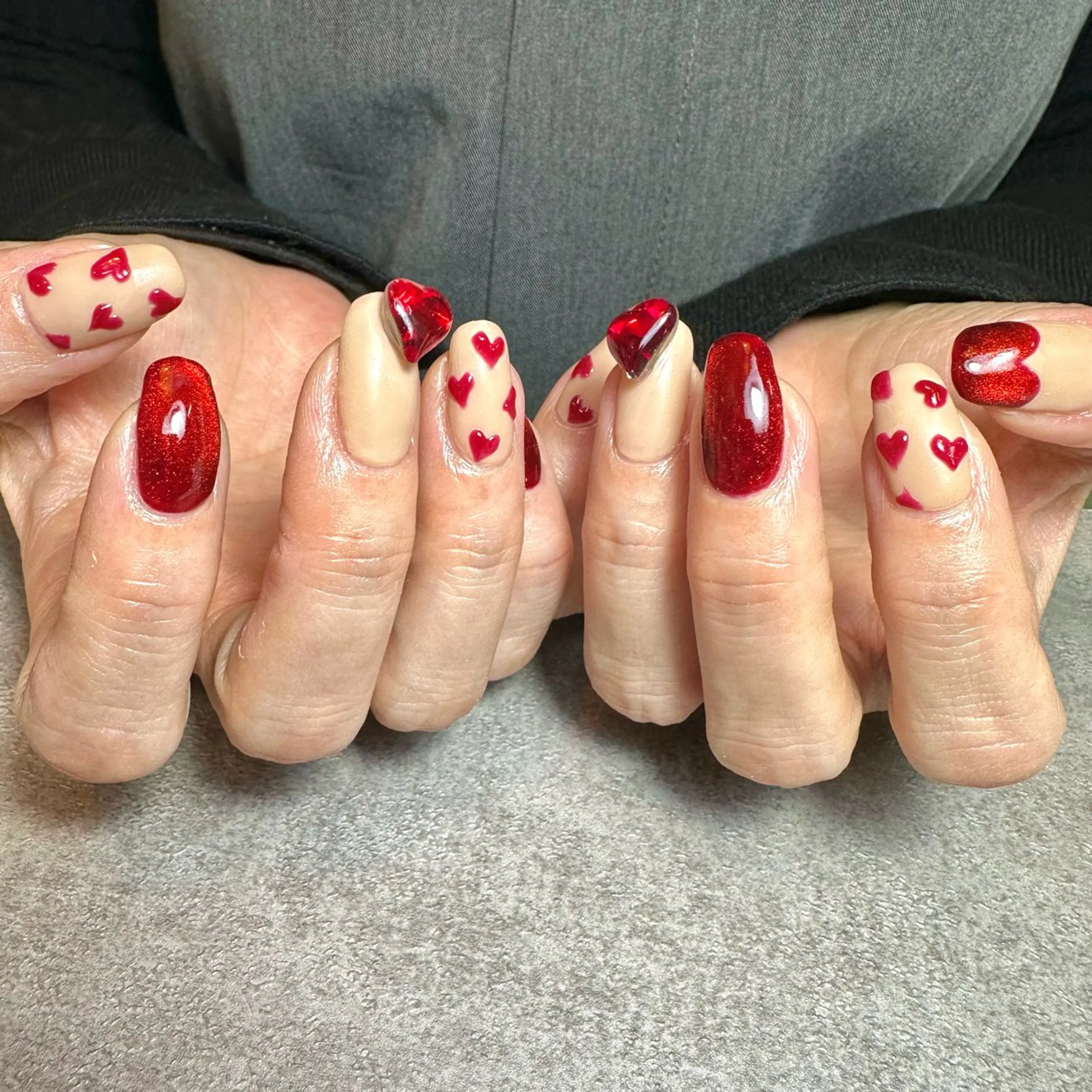 ネイル ハート バレンタイン ハンドネイル フットネイル GéRanium Harukaのネイルデザイン