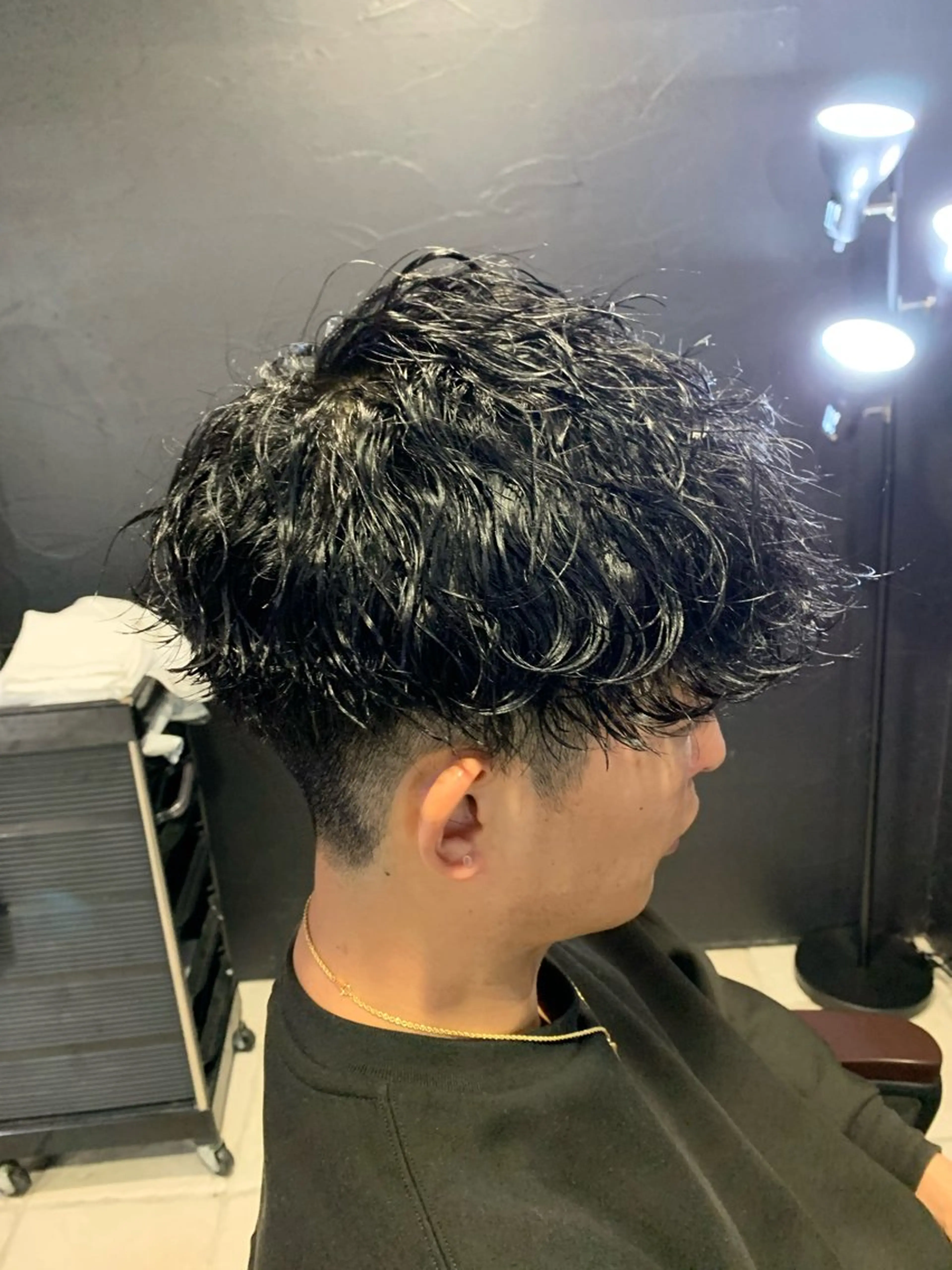 ショート メンズ メンズパーマ 波巻きパーマ カット パーマ ヘアセット メンズパーマ/難波/ 心斎橋　室園亮佑のヘアスタイル