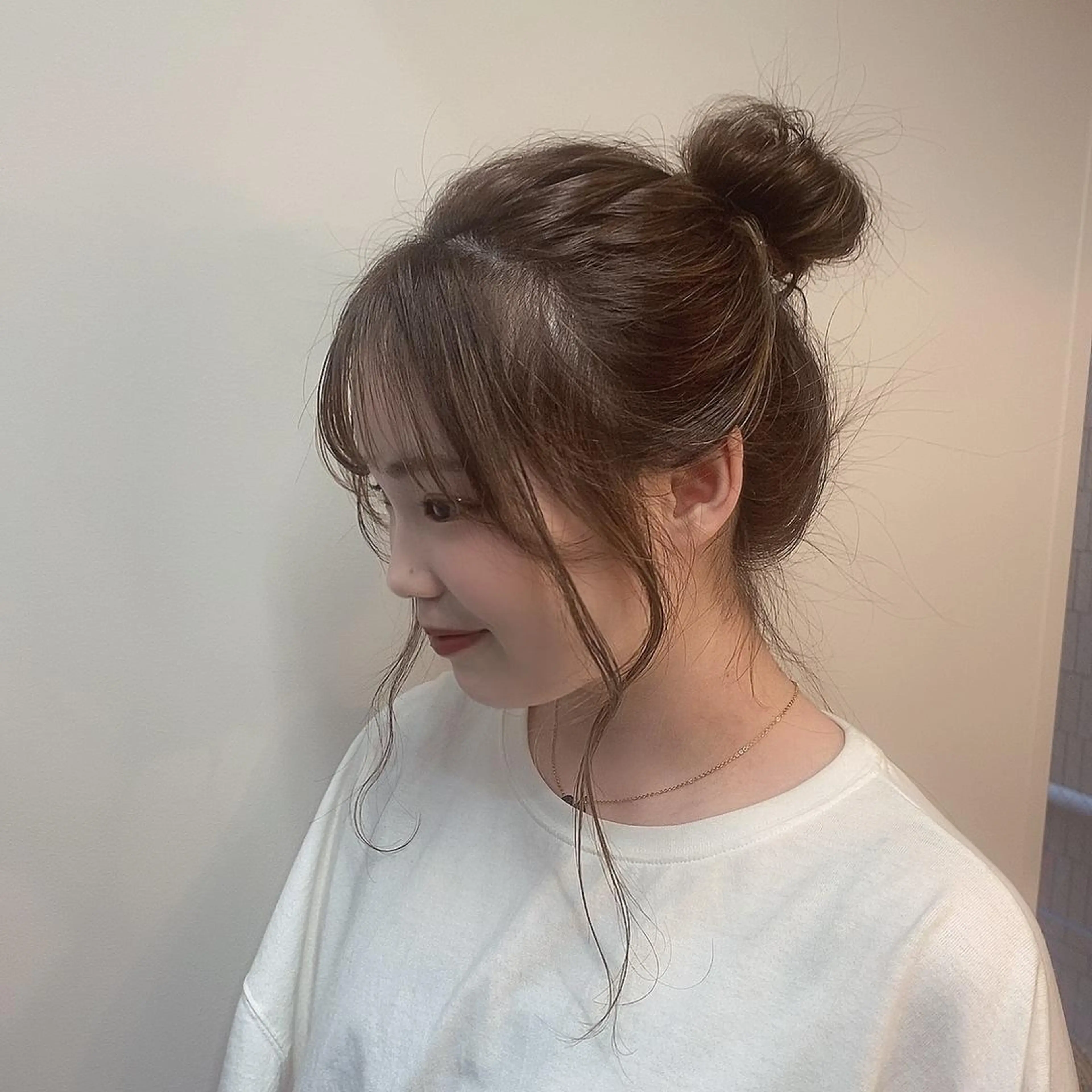 セミロング ヘアアレンジ お団子ヘア ヘアセット ボブ /ニュアンス/ satomi🧸💖のヘアスタイル