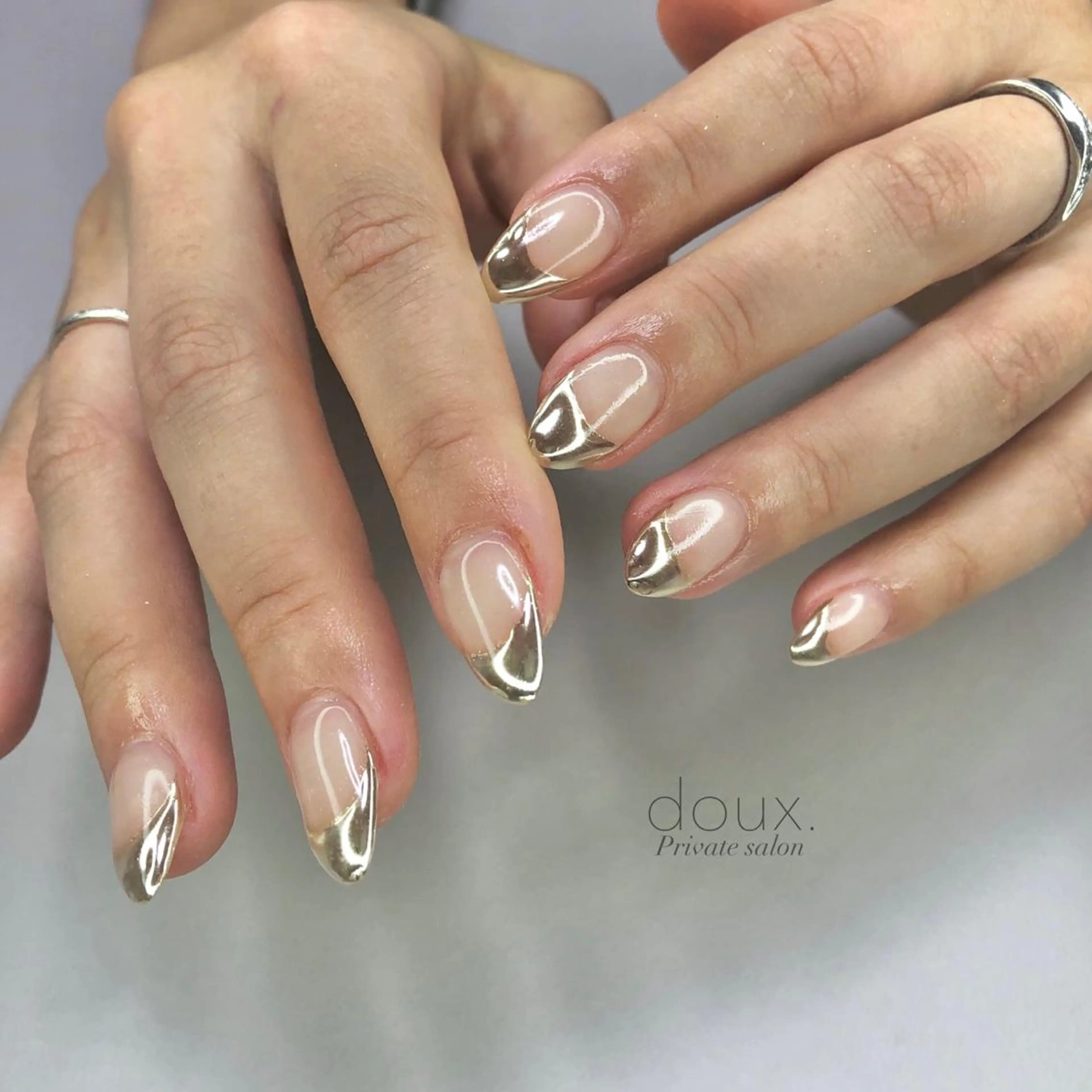 ネイル フレンチネイル ミラーネイル シンプルネイル doux. nailのネイルデザイン