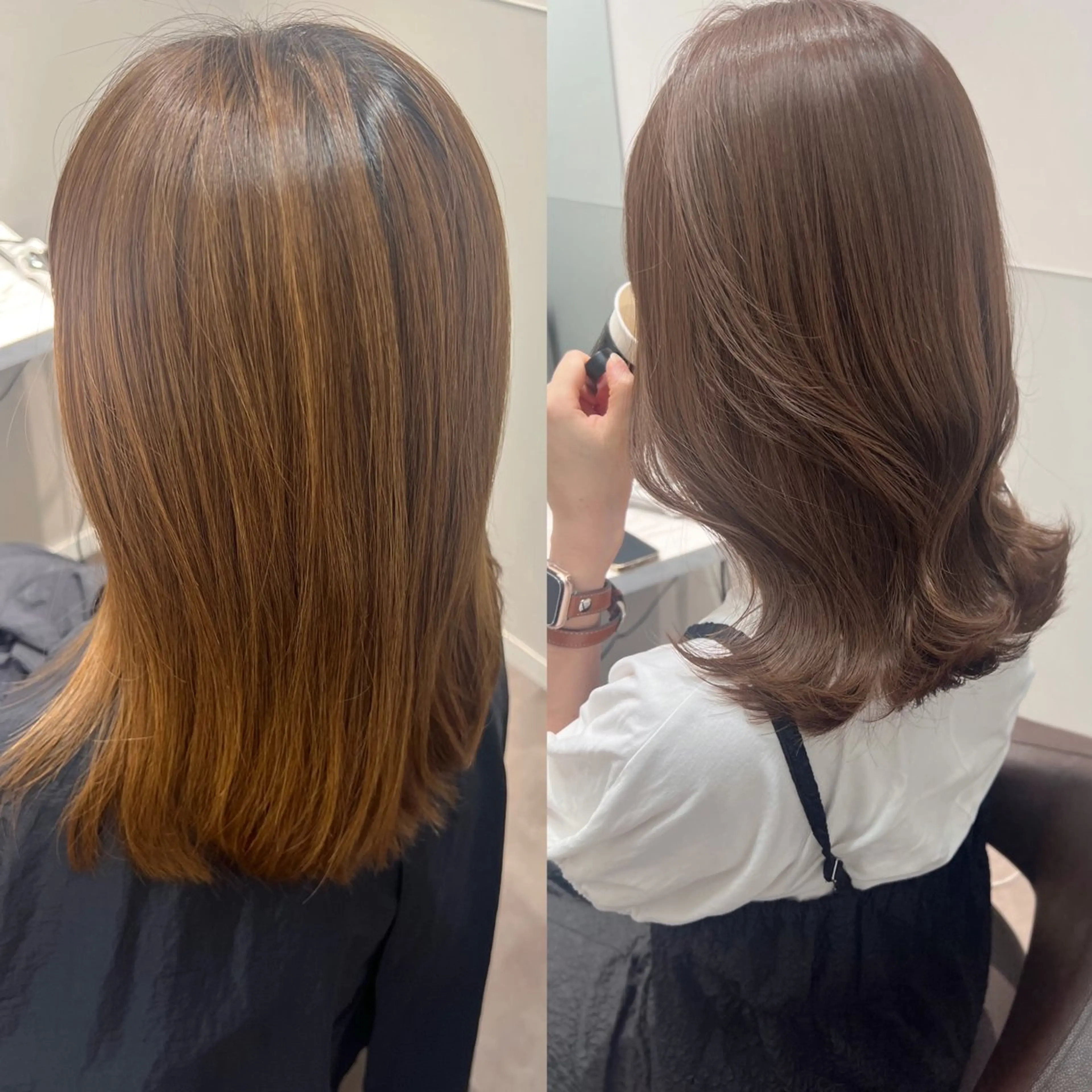 ミディアム カット ヘアカラー トリートメント 韓国モテhair🍑 momoのヘアスタイル