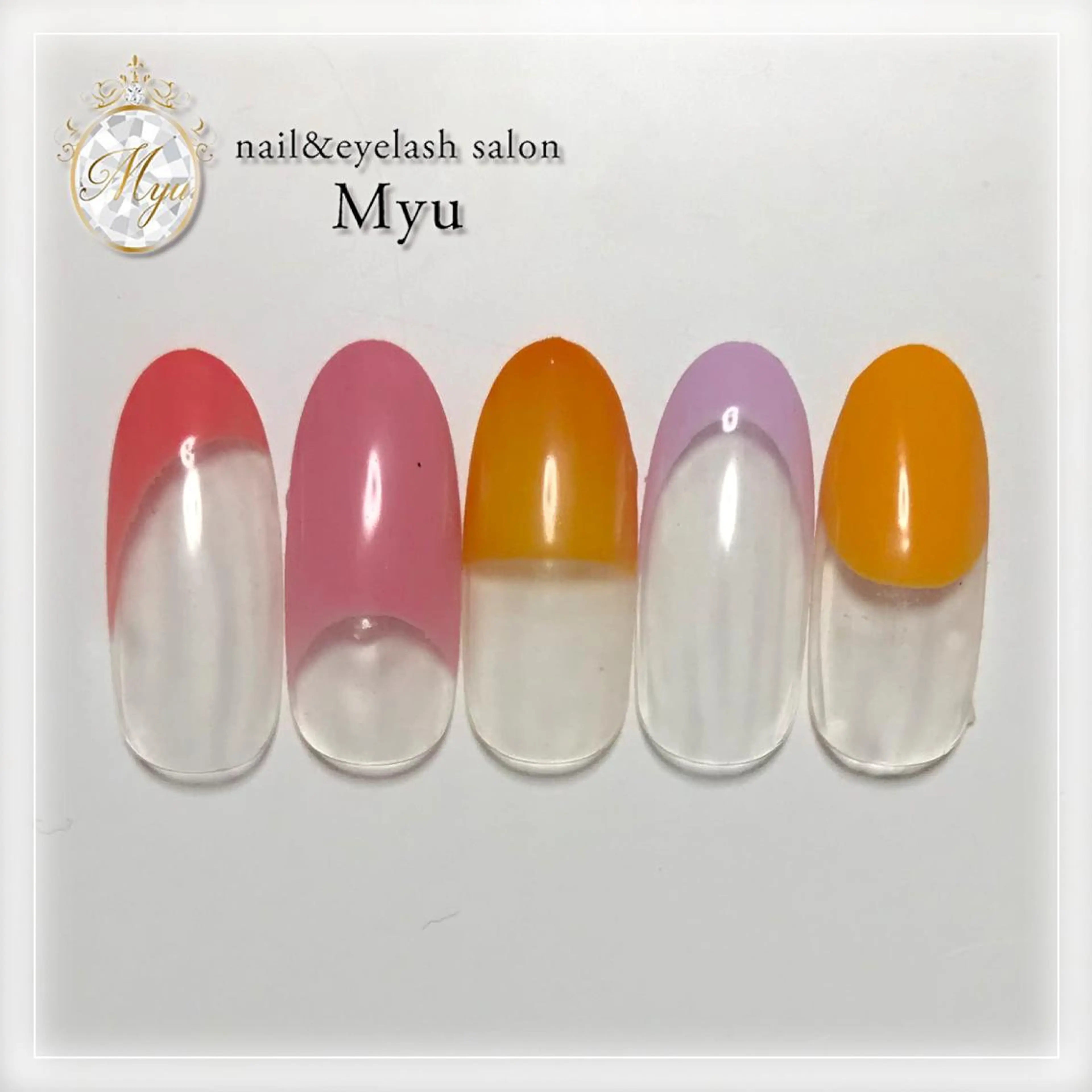 ネイル フレンチネイル ジェルネイル ラメ(グリッター) 逆フレンチ myu天神店 かえでのネイルデザイン