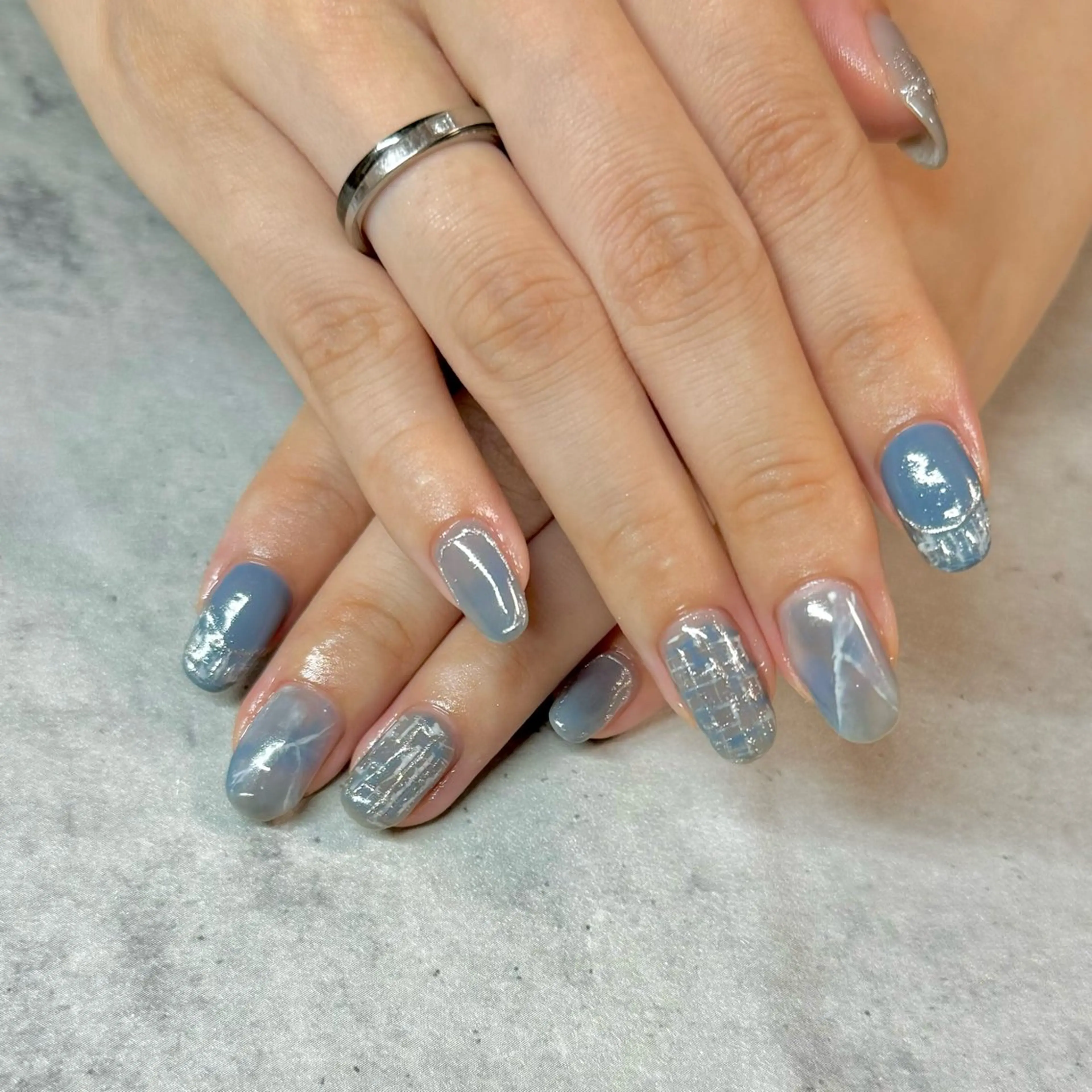 ネイル 大理石ネイル(マーブル) ツイードネイル N.plus NaiLのネイルデザイン