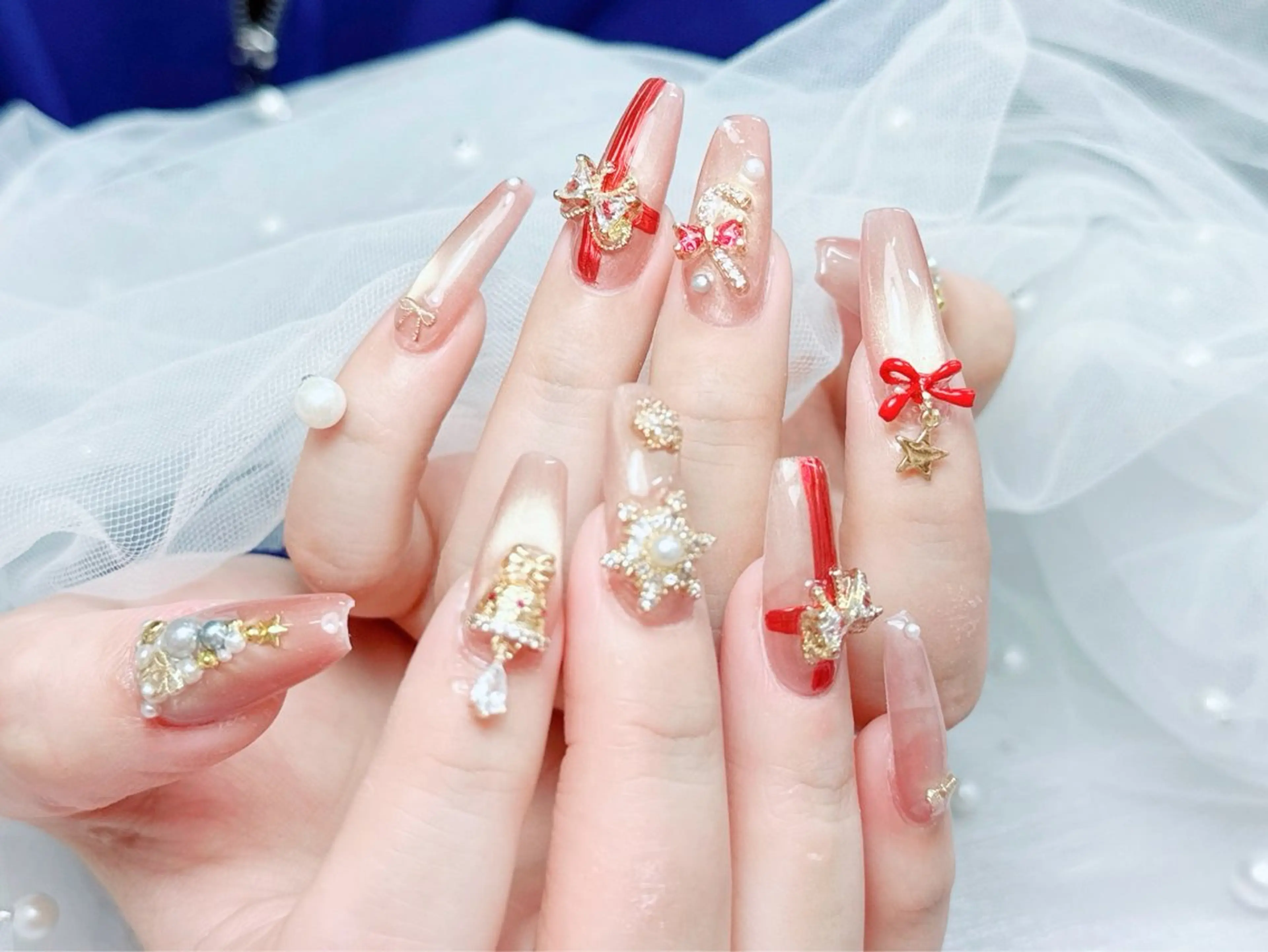 【初回ジェルオフ無料ケア込み】🎄クリスマスネイル・持ち込みデザイン10本 ¥9800の写真