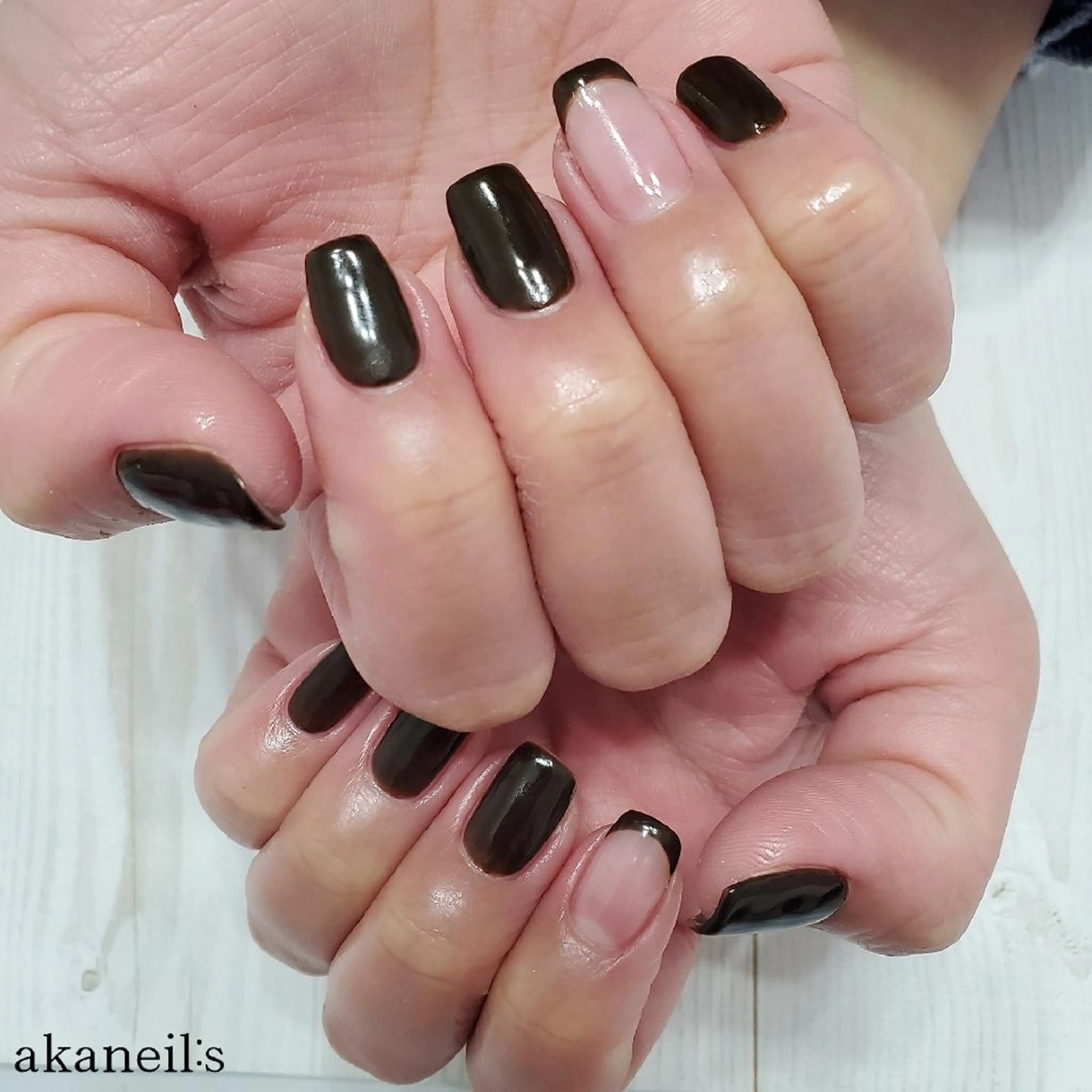 ネイル ブラウン フレンチネイル 【akaneils】 アカネのネイルデザイン