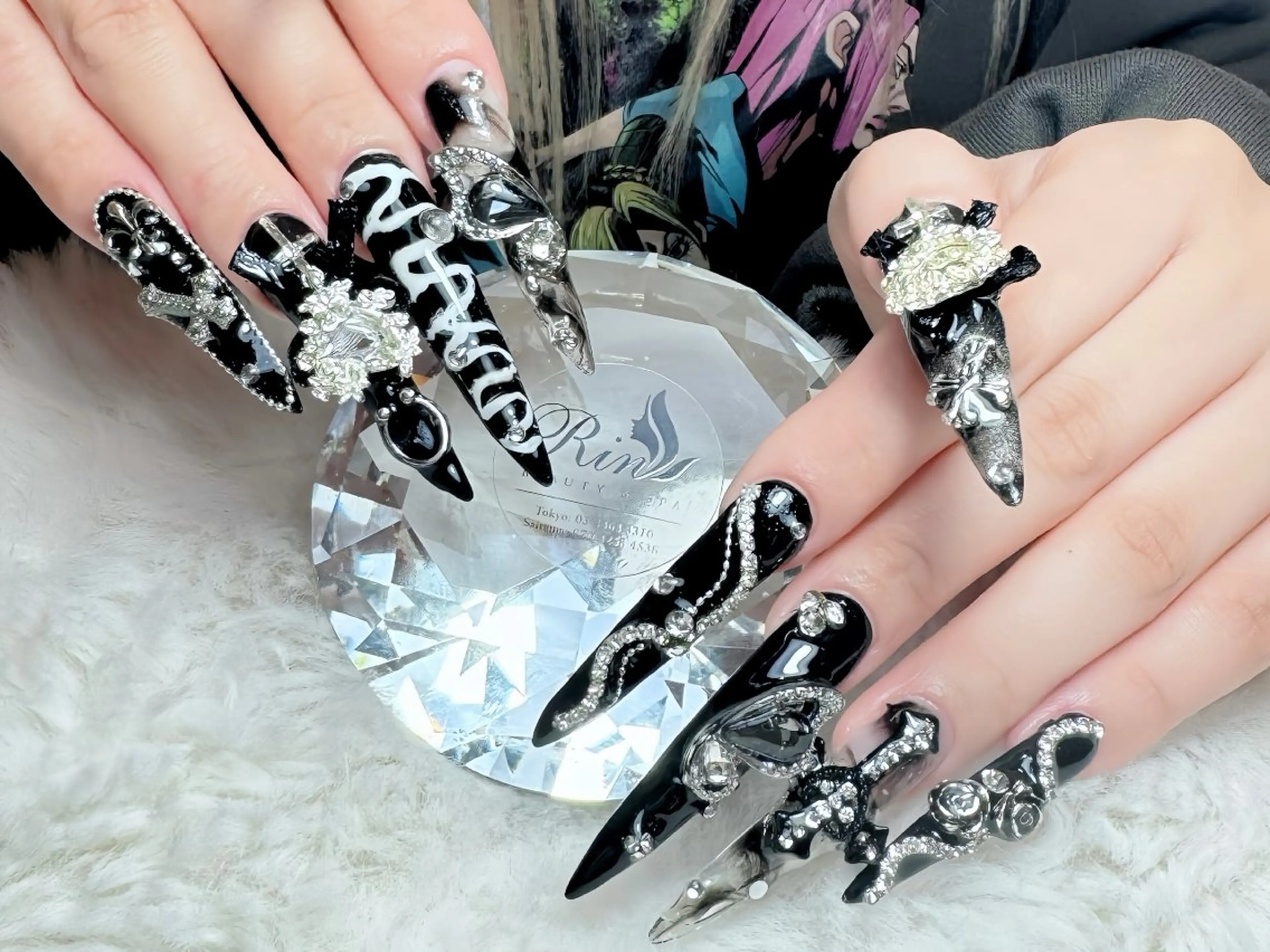 ネイル ボルドー フレンチネイル グラデーション キラキラネイル 韓国ネイル ハンドネイル Rin Nail 新大久保店のネイルデザイン