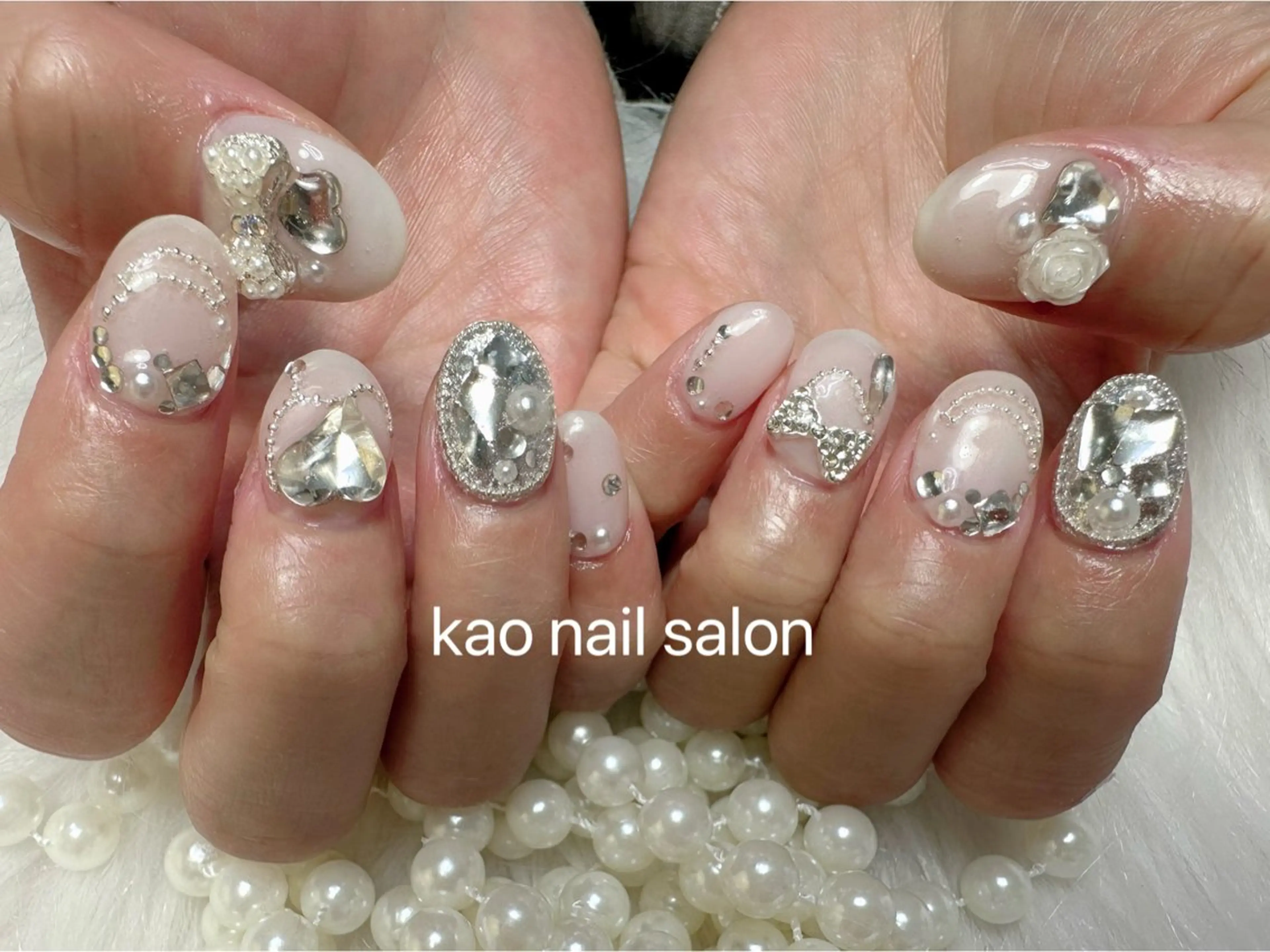 ネイル チークネイル 長さ出し フレンチネイル ジェルネイル ガラスフレンチ ハンドネイル kao nail マグネット/長さだしのネイルデザイン
