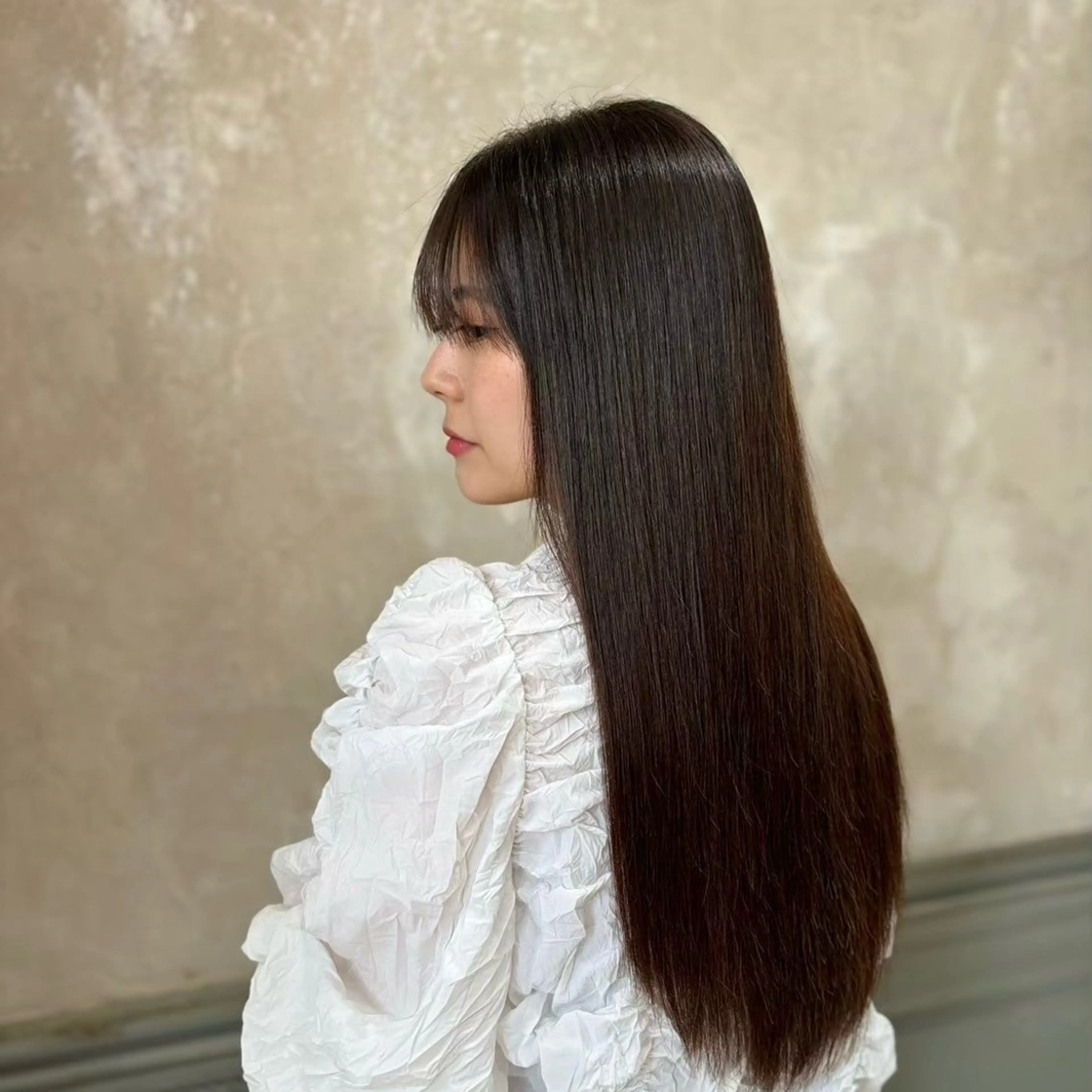 ロング カラー ヘアカラー トリートメント 艶カラー/縮毛矯正 /韓国ヘア/はるたのヘアスタイル