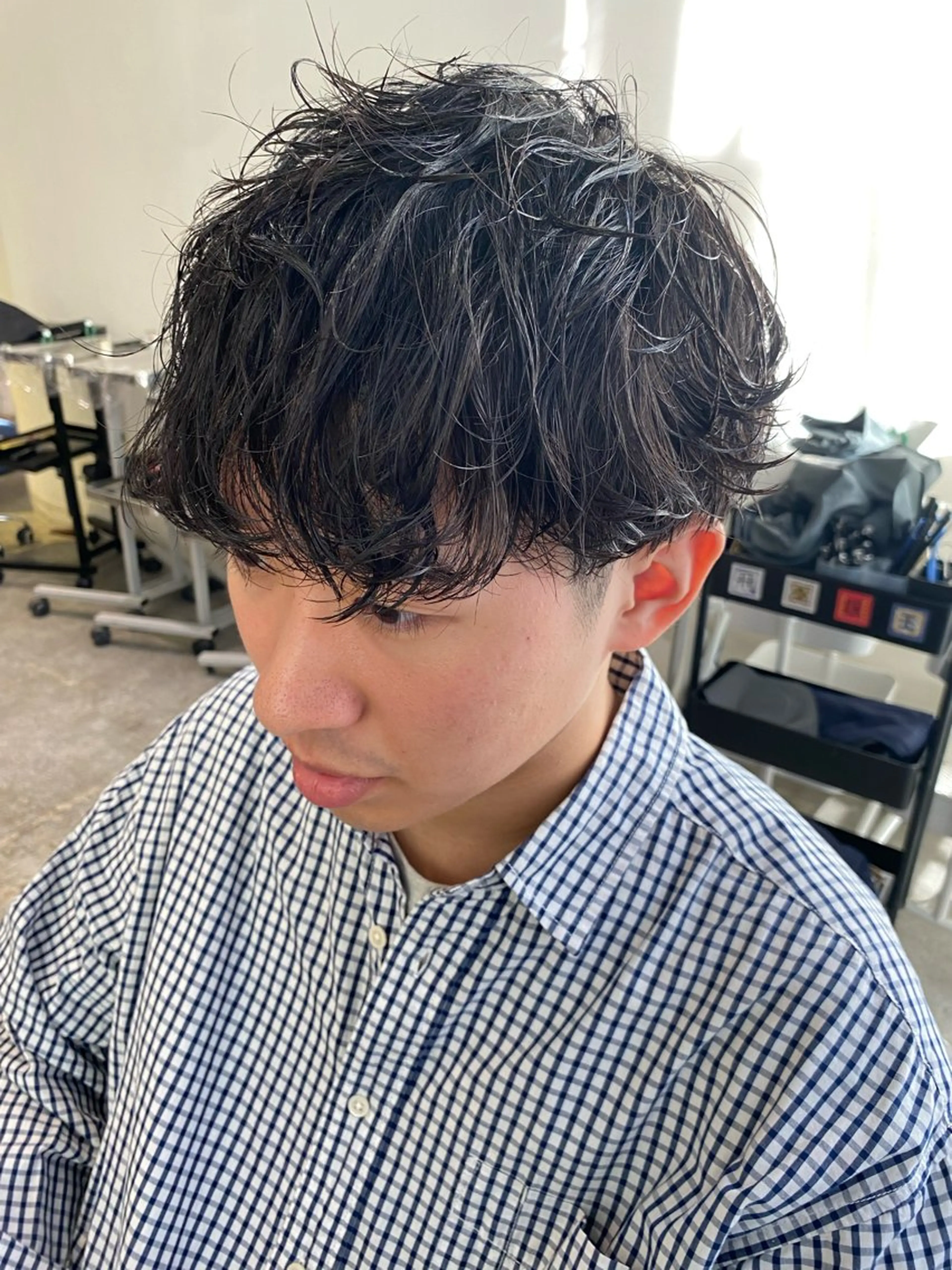 ショート パーマ メンズ カット パーマ パーマ特化/海外風 パーマフェザー/真生のヘアスタイル