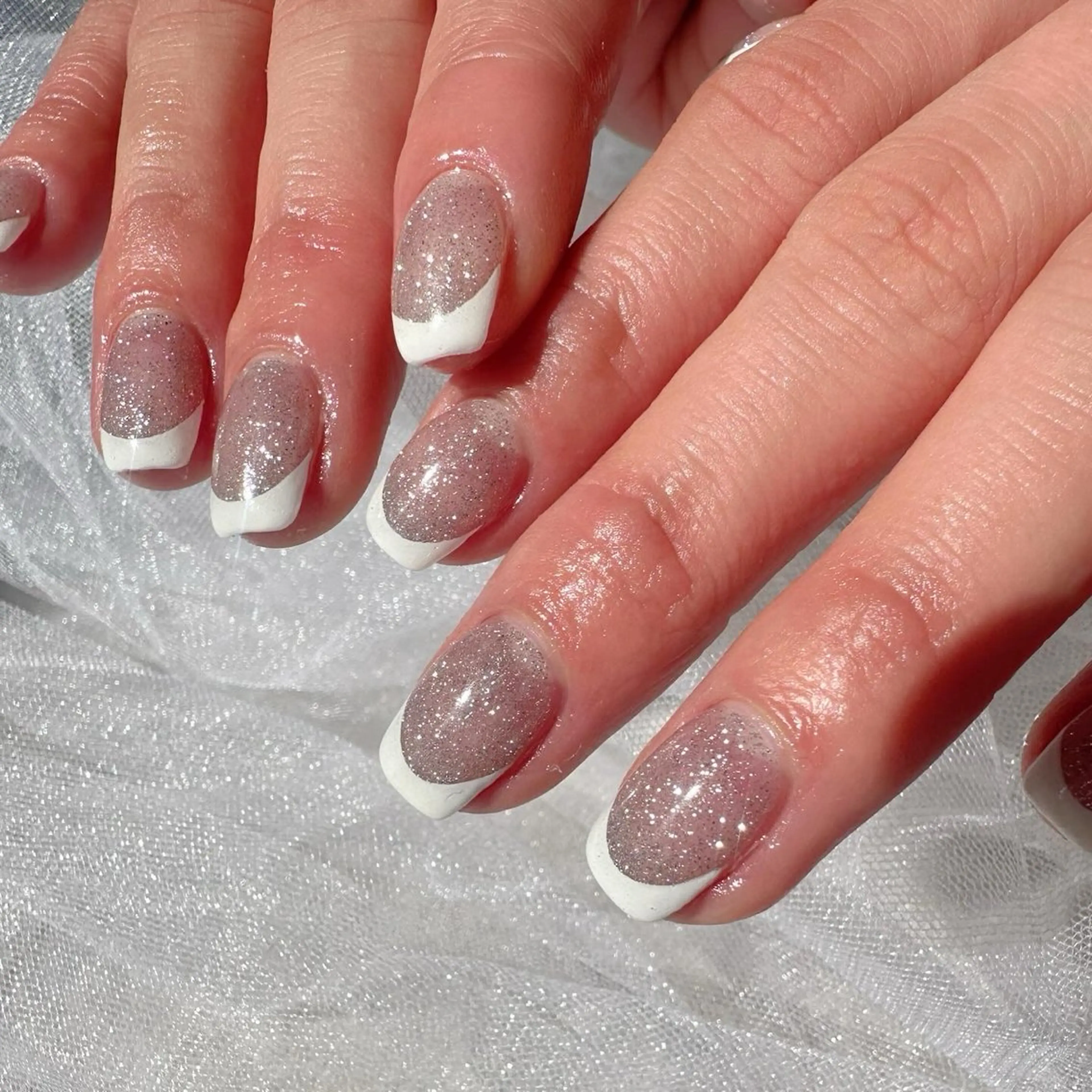 ネイル フラッシュネイル フレンチネイル 氷ネイル・うるうるネイル 韓国ネイル ラメ(グリッター) 🪞KAPE NAIL 🪞のネイルデザイン